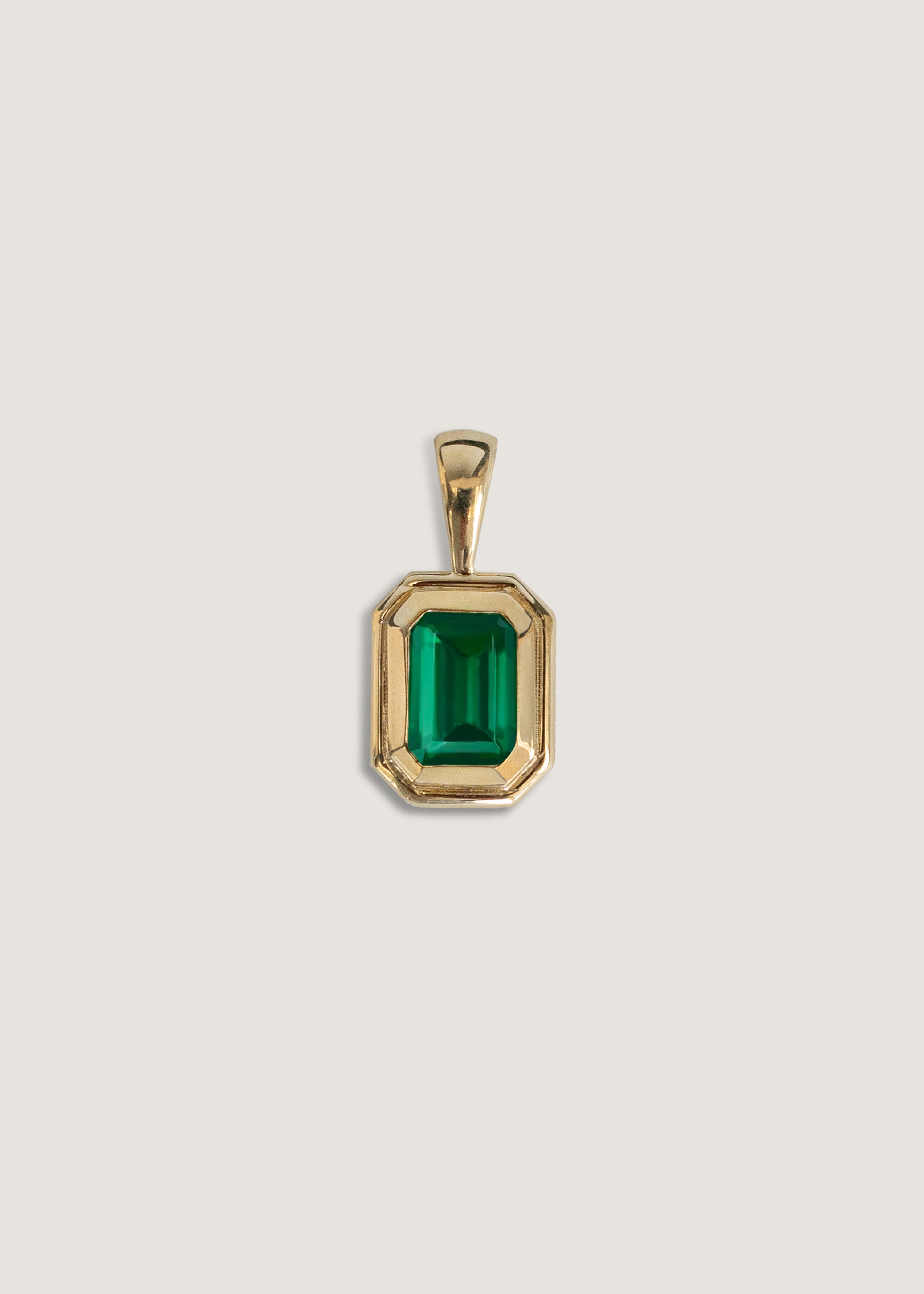alt="Brooklyn Baguette Pendant Emerald"