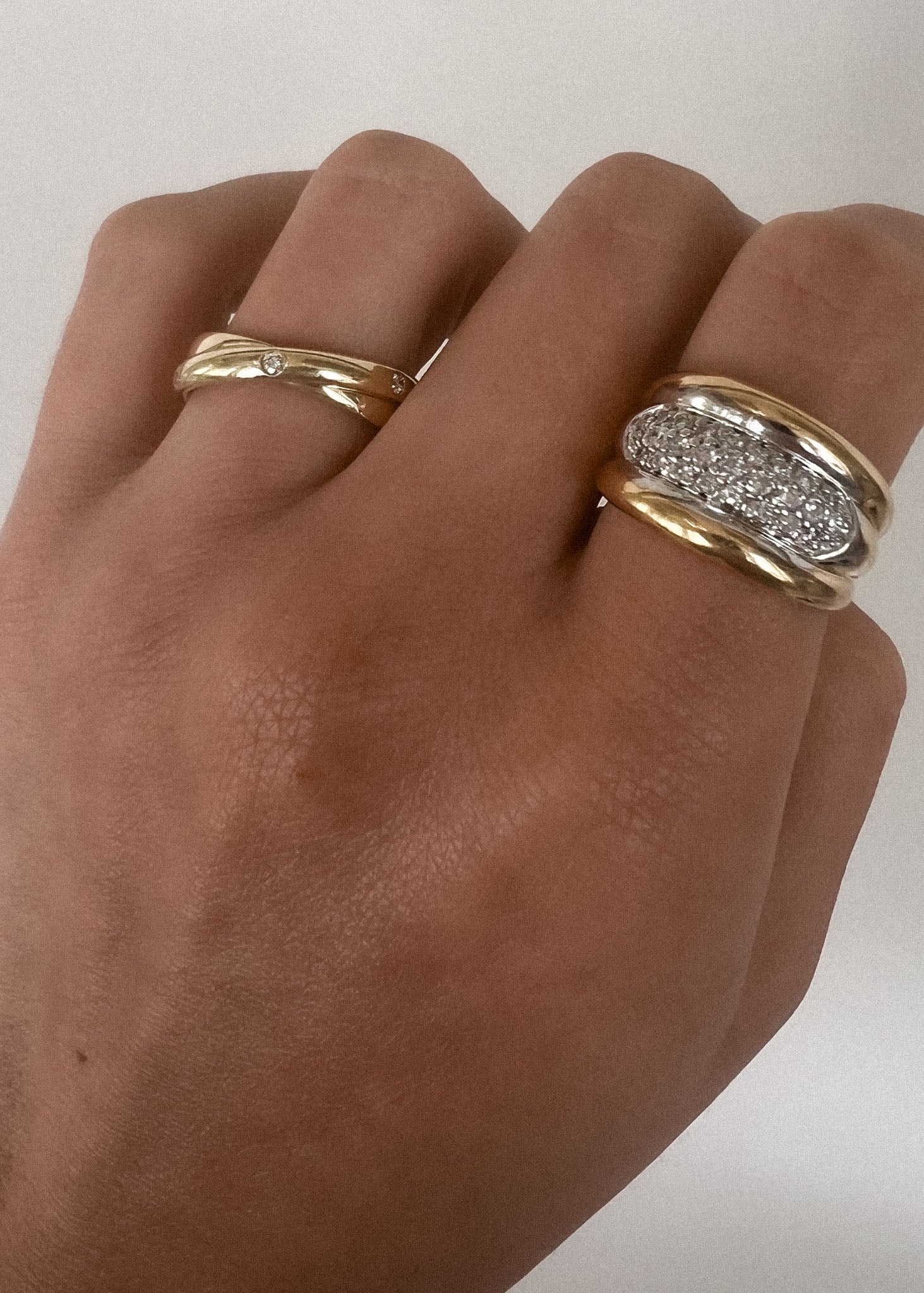 Vintage Layered Diamond Ellipse Ring