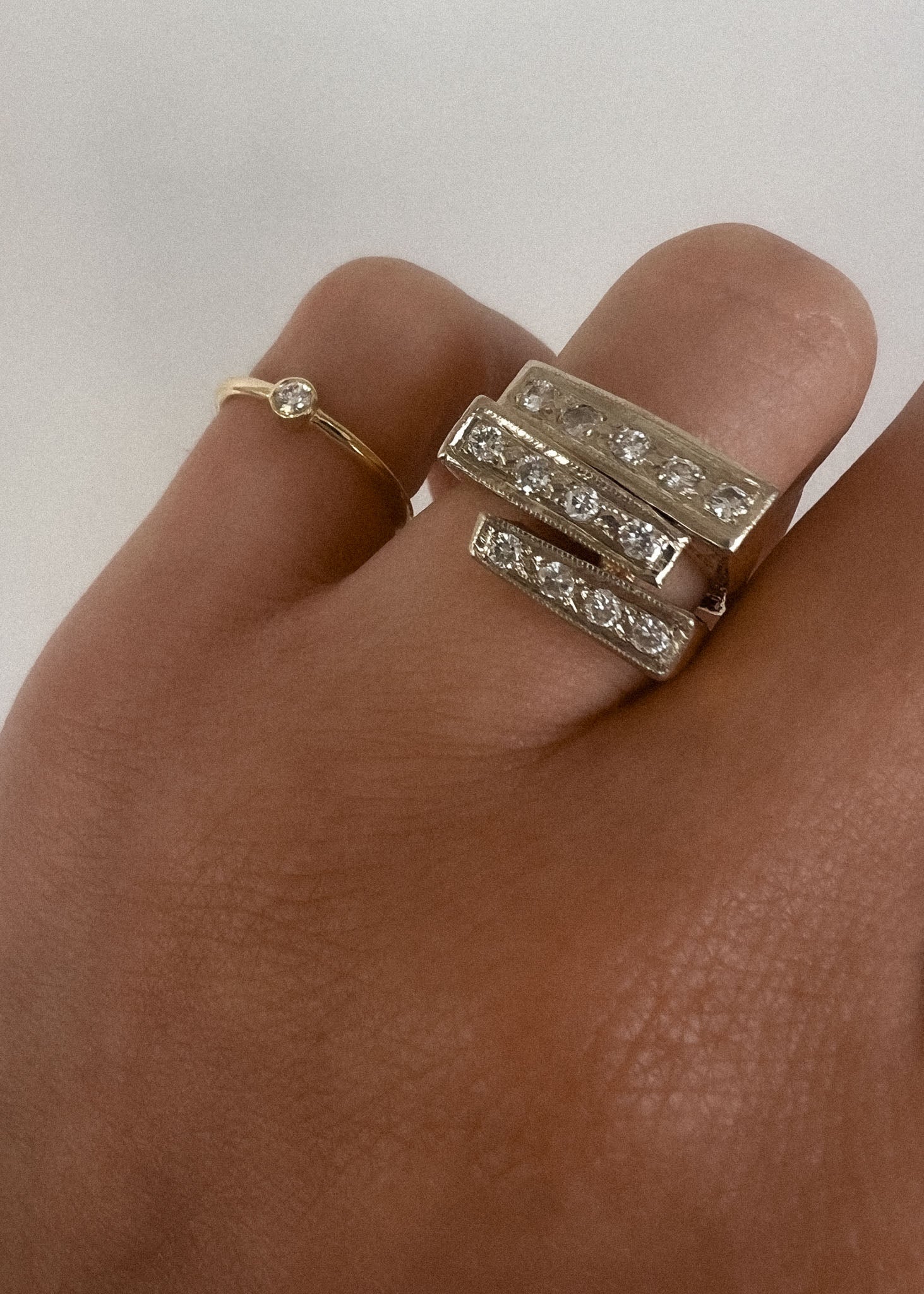 Vintage Three Row Diamond Ring