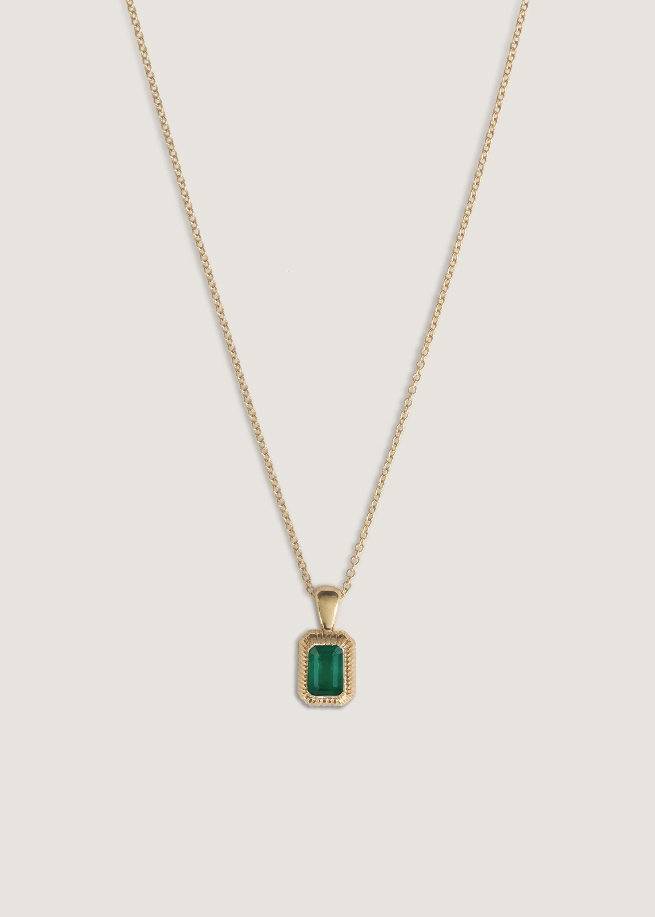 alt="Lyra Baguette Pendant Emerald"