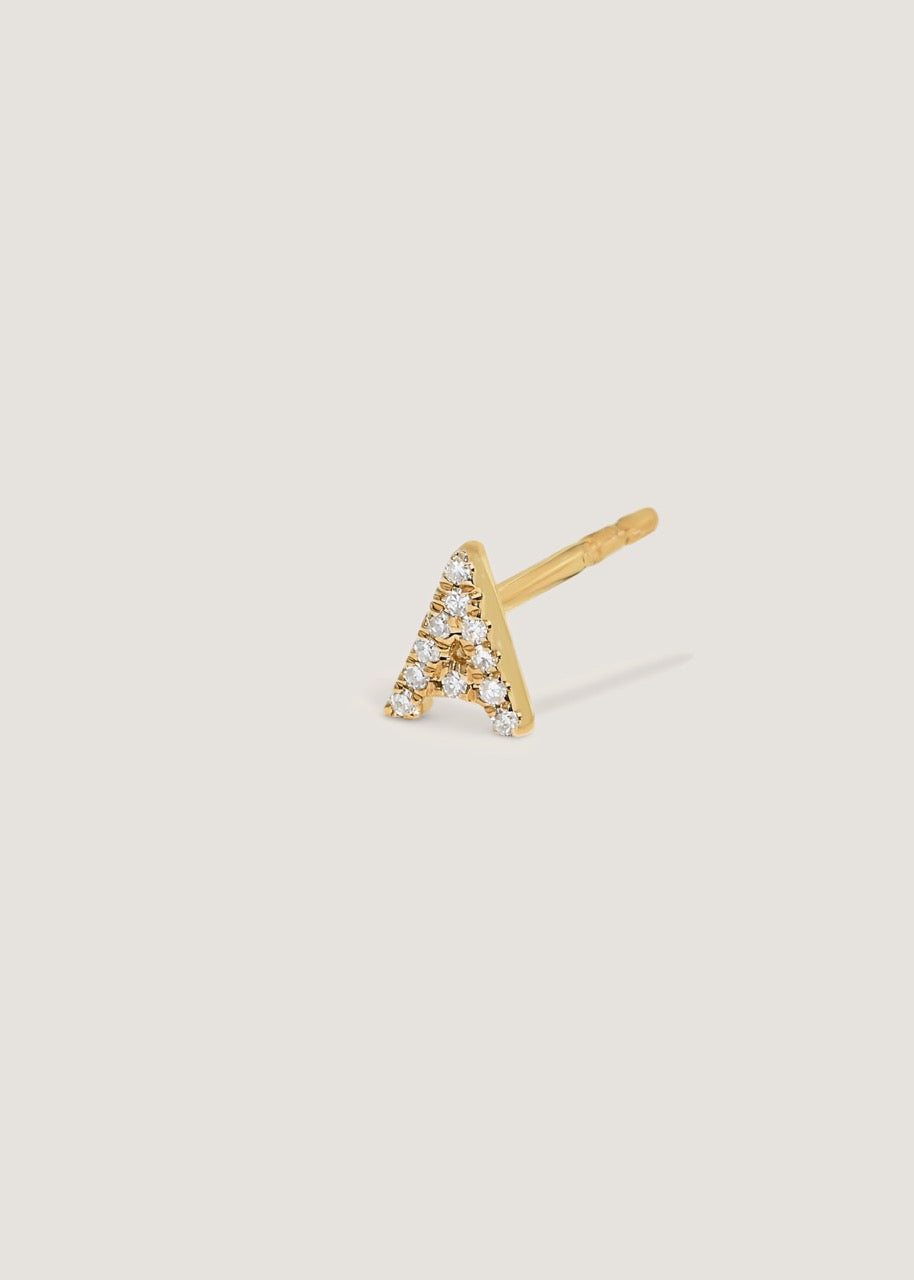 Pavé Diamond Initial Stud Earring Kinn Studio