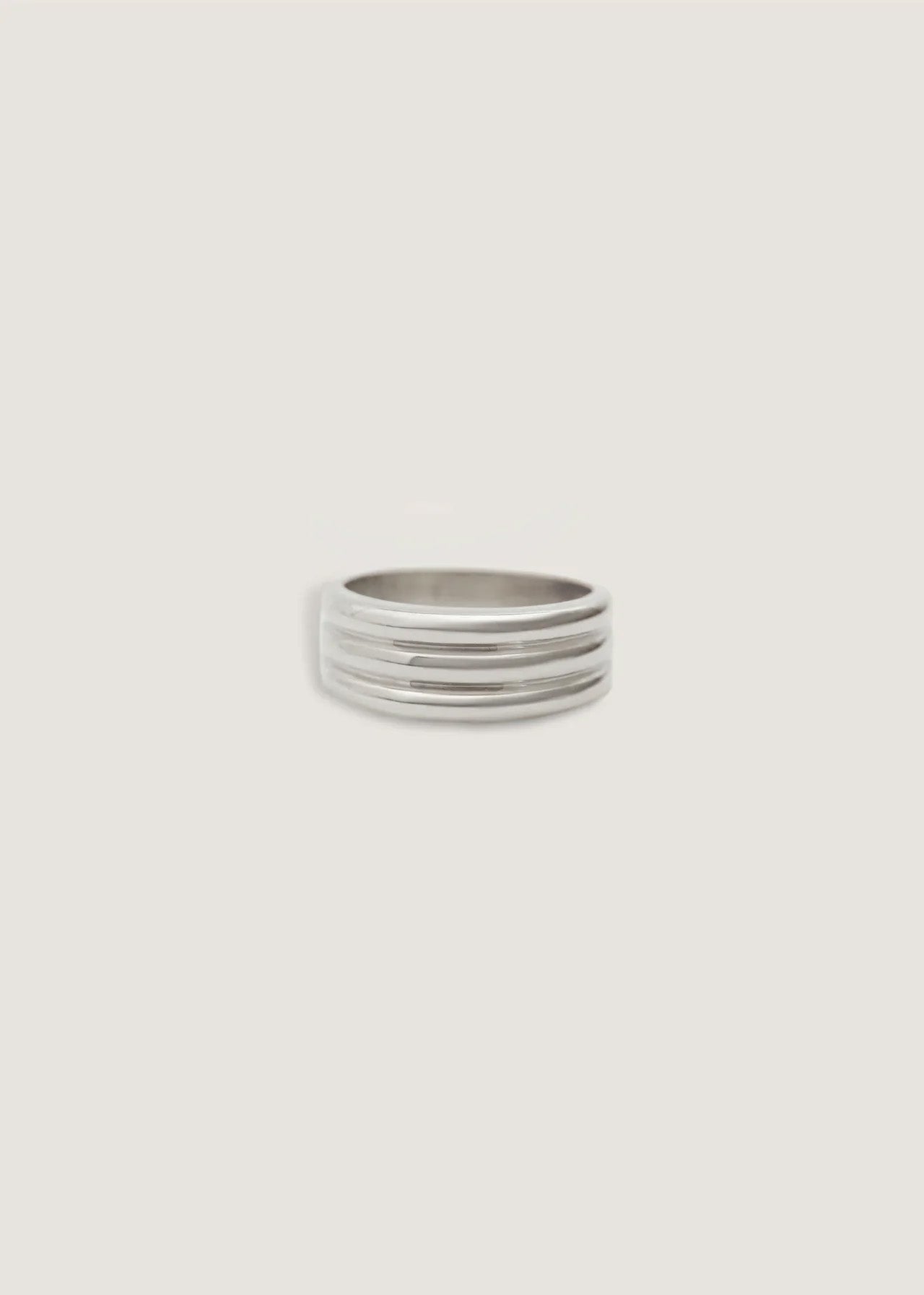 Françoise Layered Ellipse Non-Hollow Ring Silver | Kinn Studio