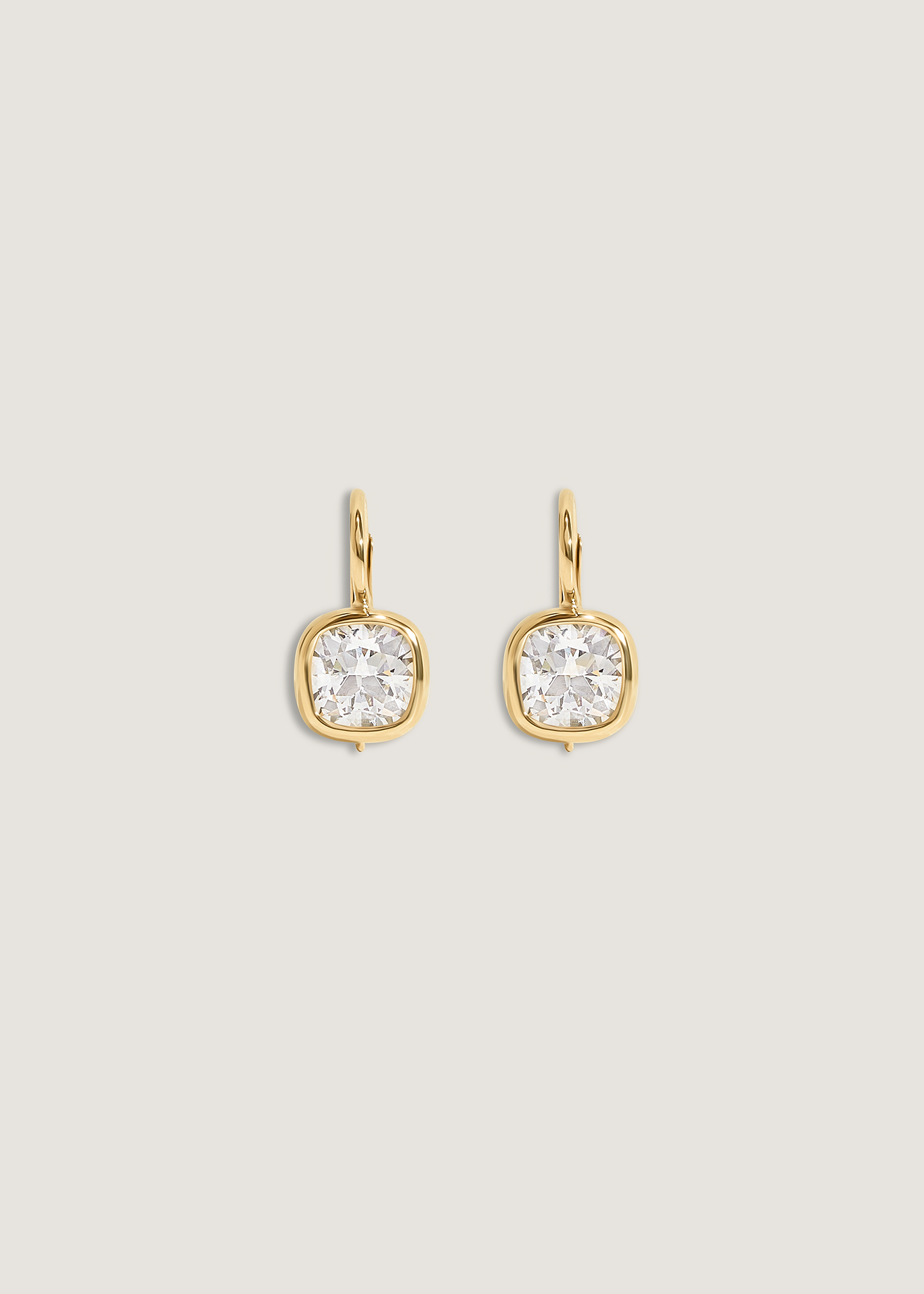 Harper 2ctw Cushion Cut Drop Earrings Yellow Gold Kinn Studio