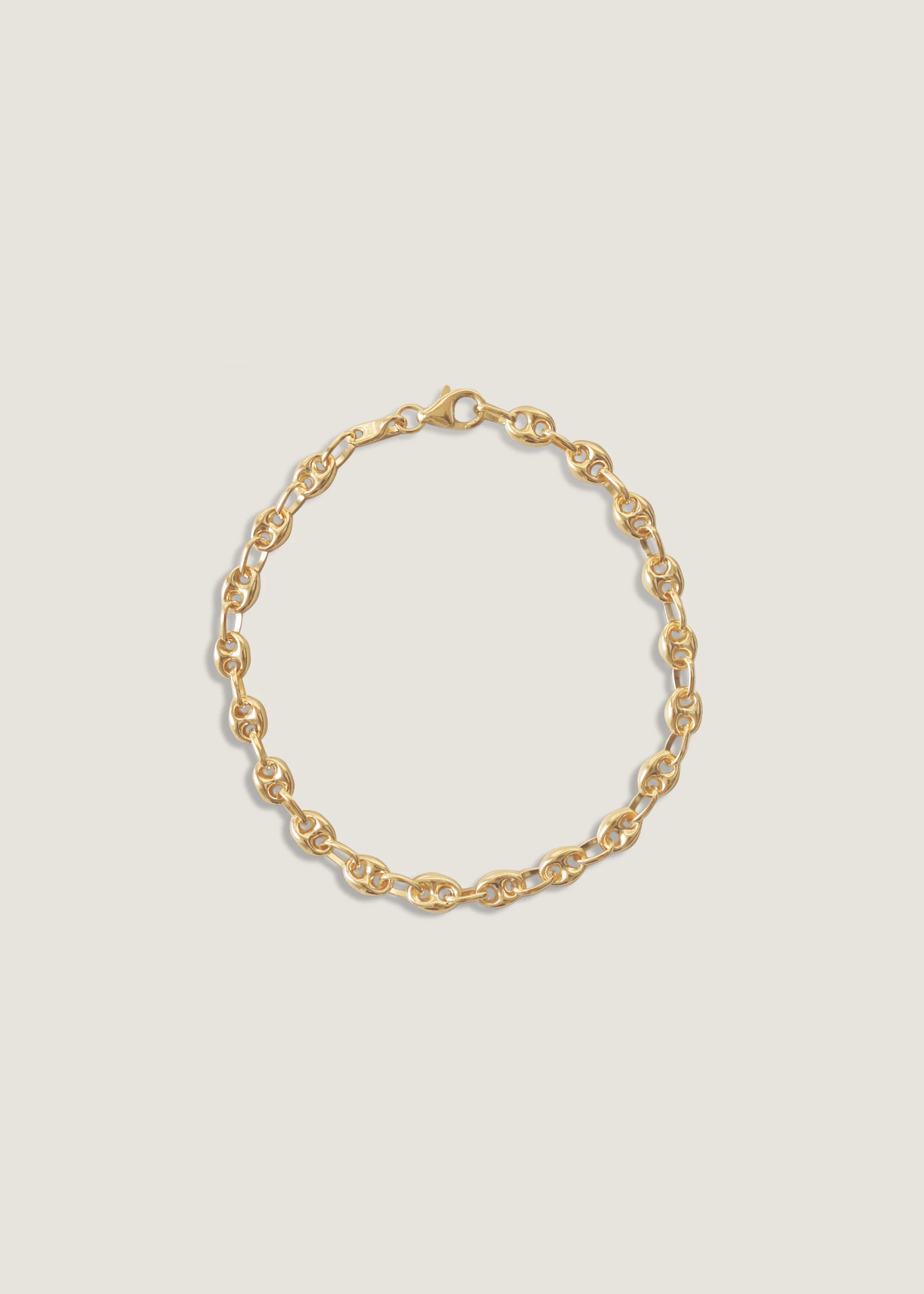 14k Gold Men's Petite Puffed Mariner Chain Bracelet | Kinn