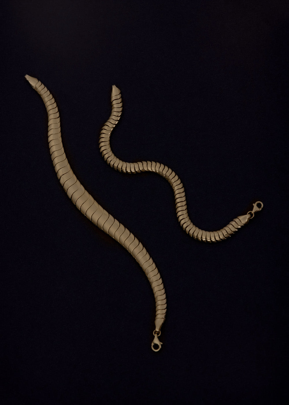 alt="Cobra Chain Bracelet I with Cobra Chain Bracelet II"