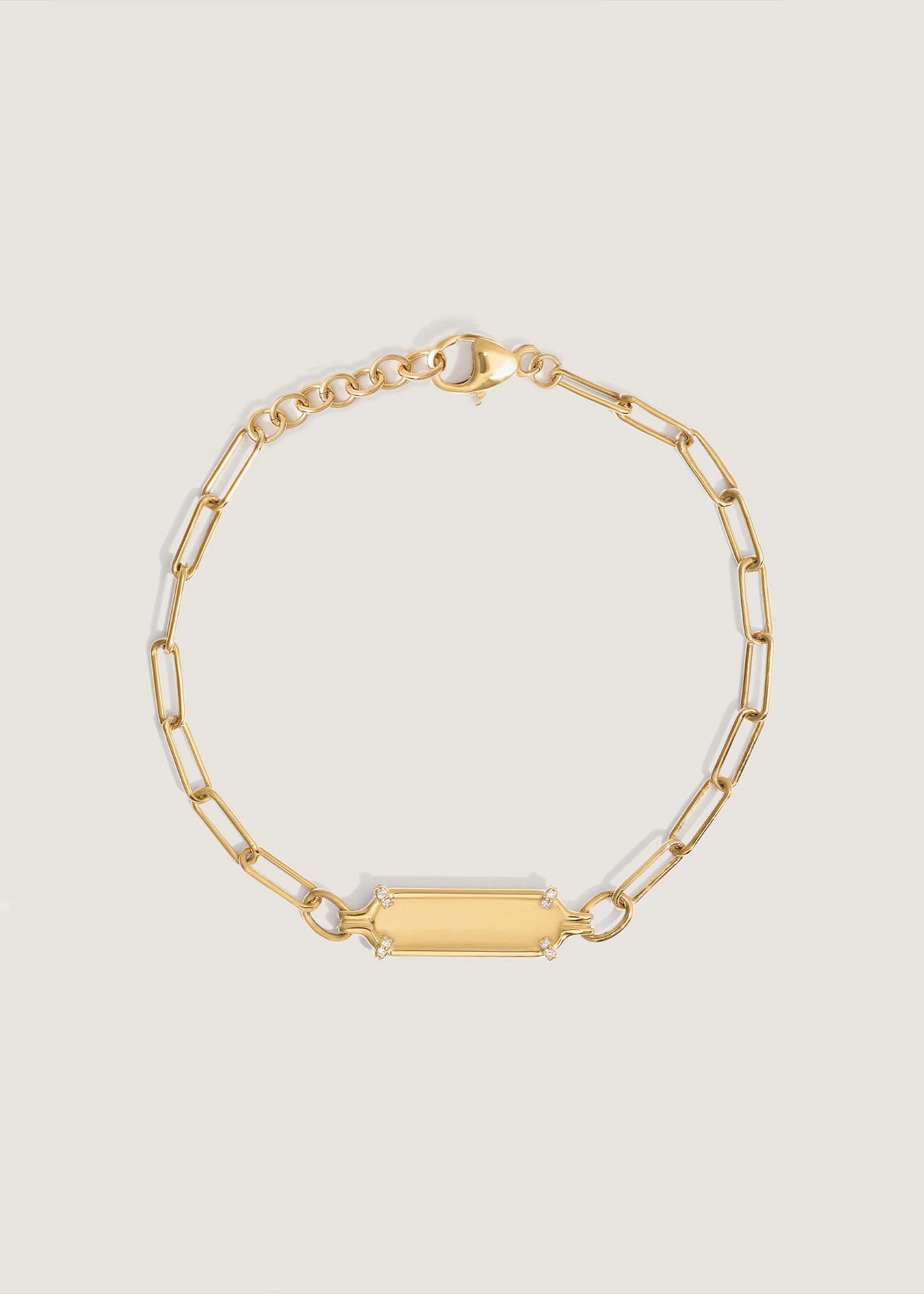 14k Gold Harlow Oval Pavé ID Bracelet | Kinn