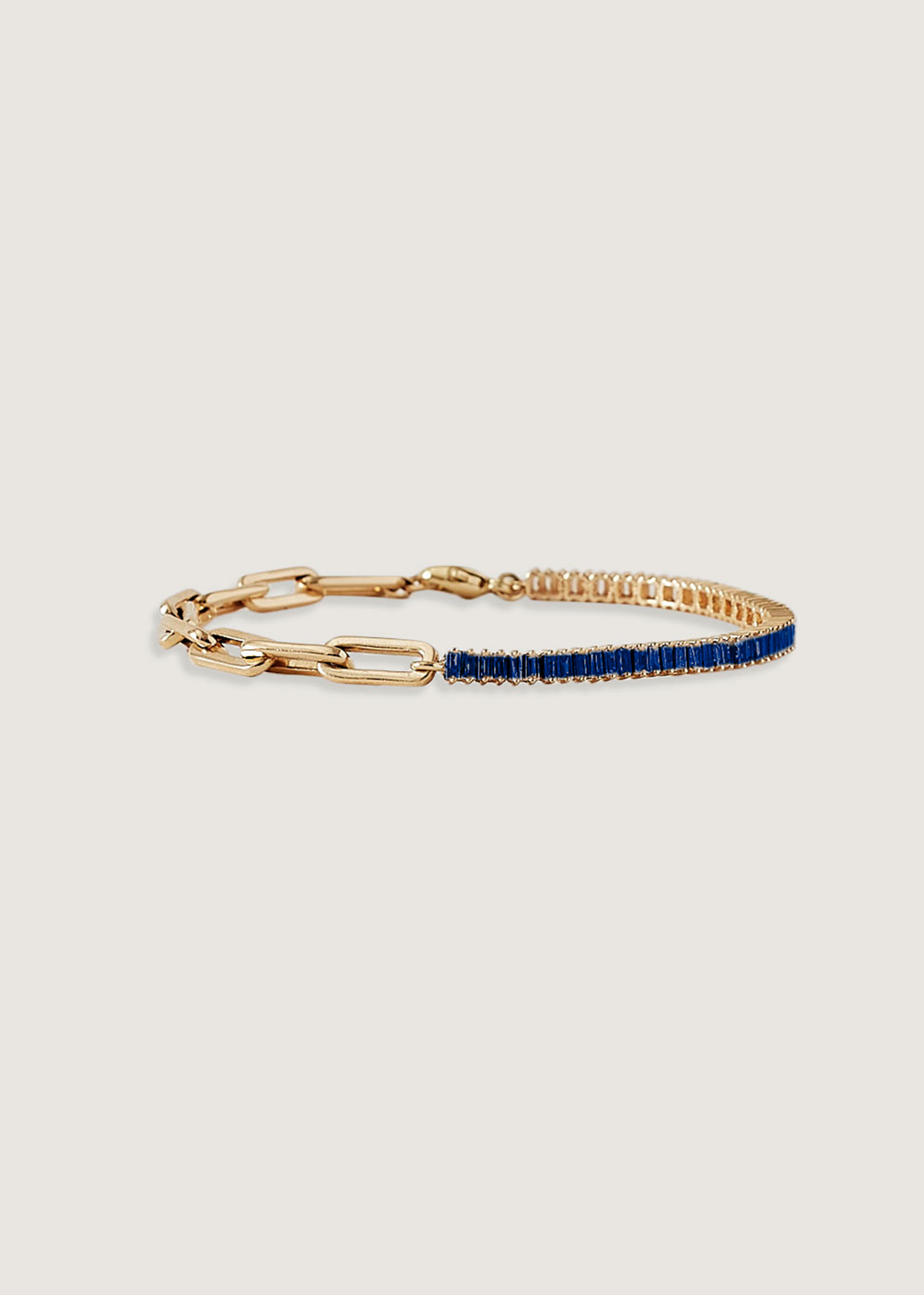 Serena Baguette Tennis Link Bracelet Blue Sapphire