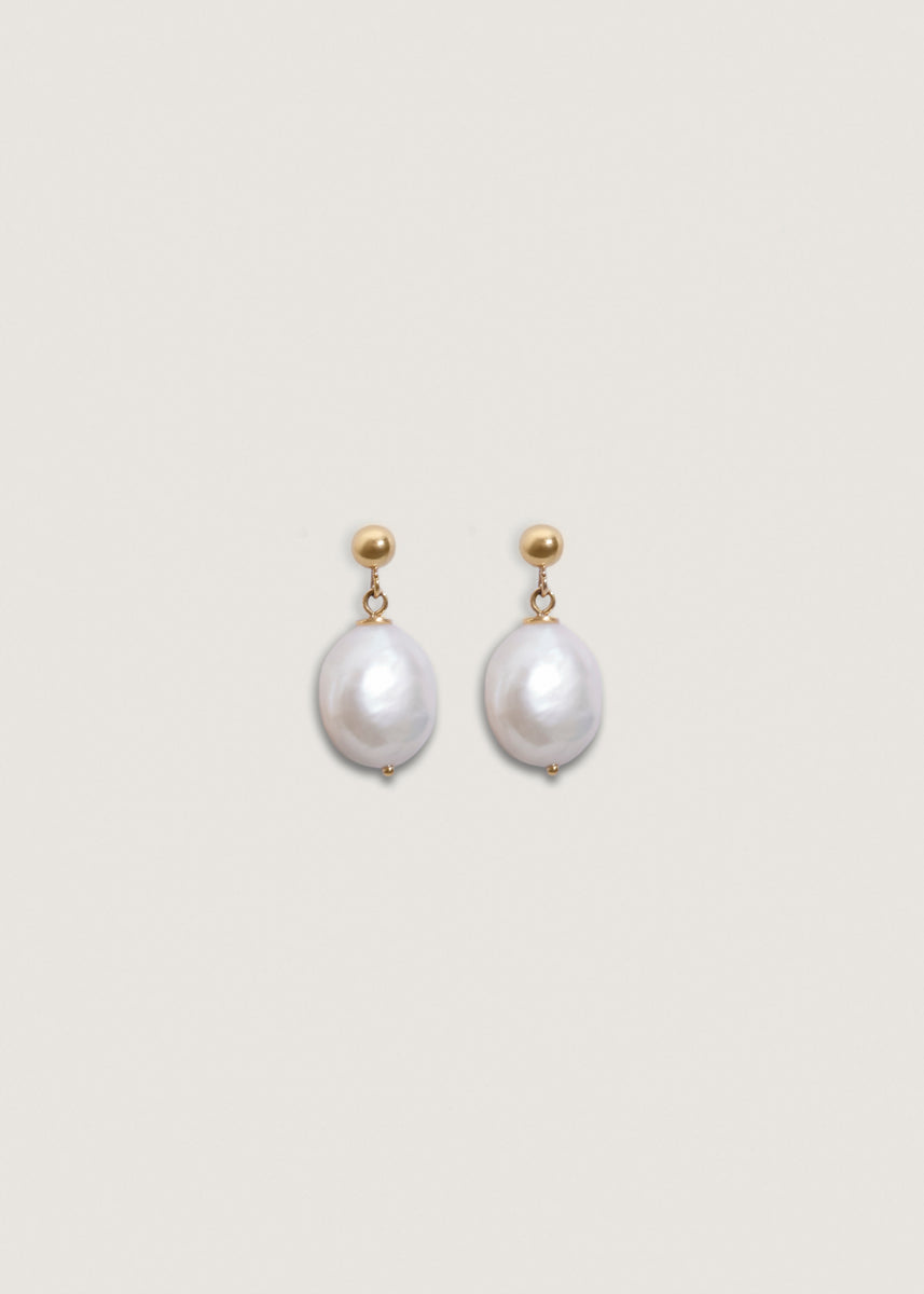 Baroque Pearl Drop Necklace 14K Gold - Kinn Rolo Chain / 18