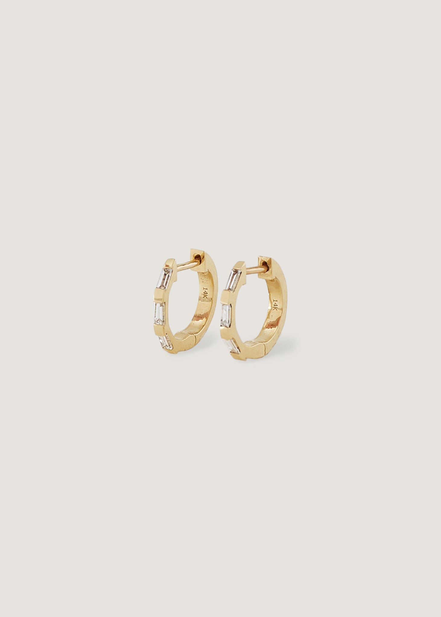 Baguette outlet diamond huggies