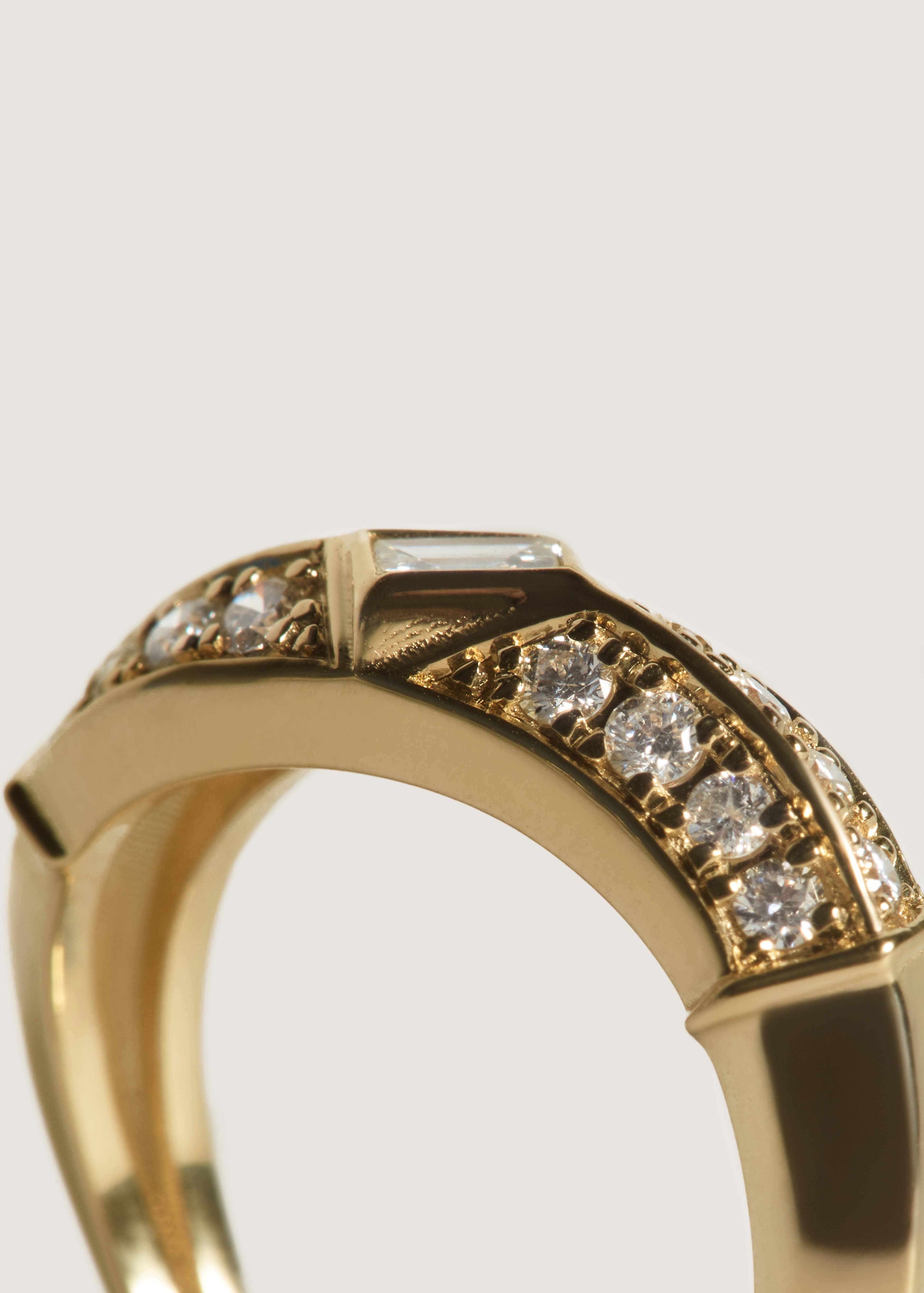 alt="close up of Franco Curved Ring"