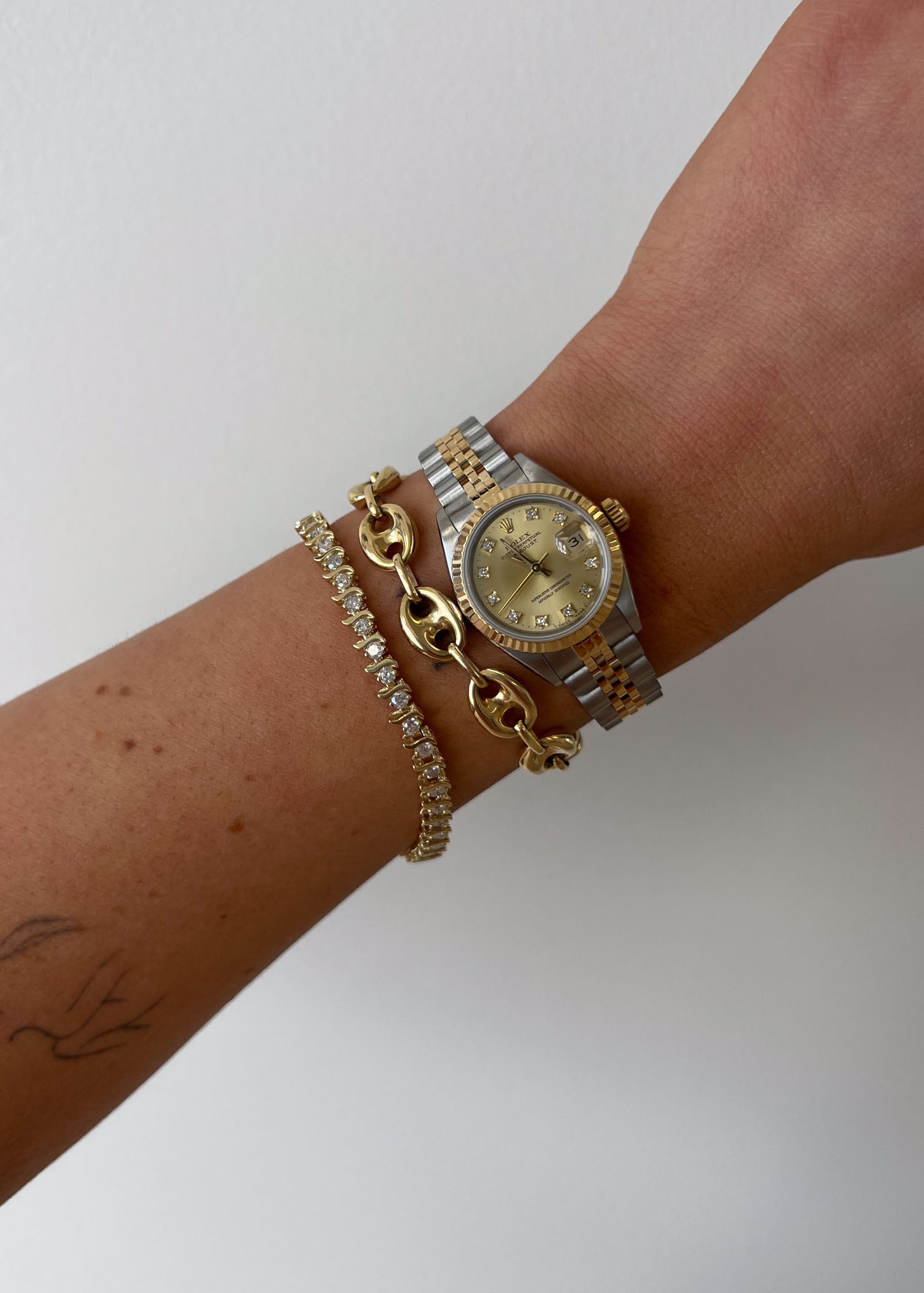 Vintage Rolex Datejust 69173 Diamond Champagne Dial Ladies Watch