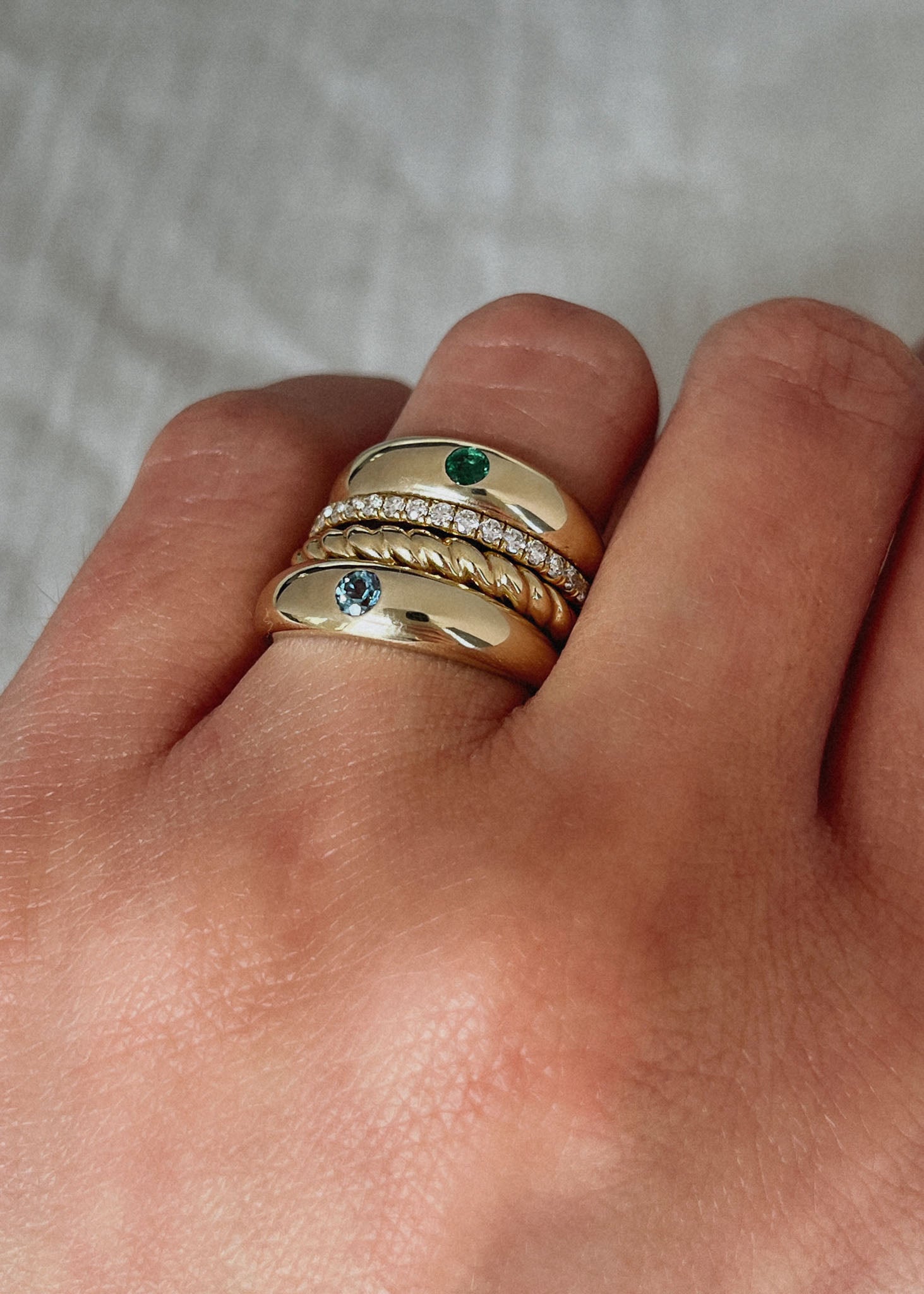 Amelia Birthstone Dome Ring Emerald - Kinn