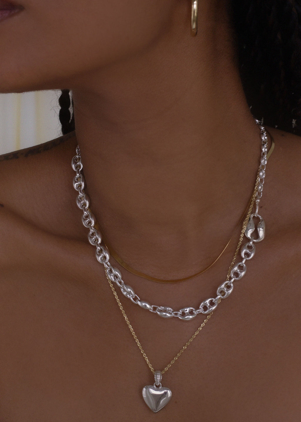 Frozen Mariner Chain Hoop Earrings