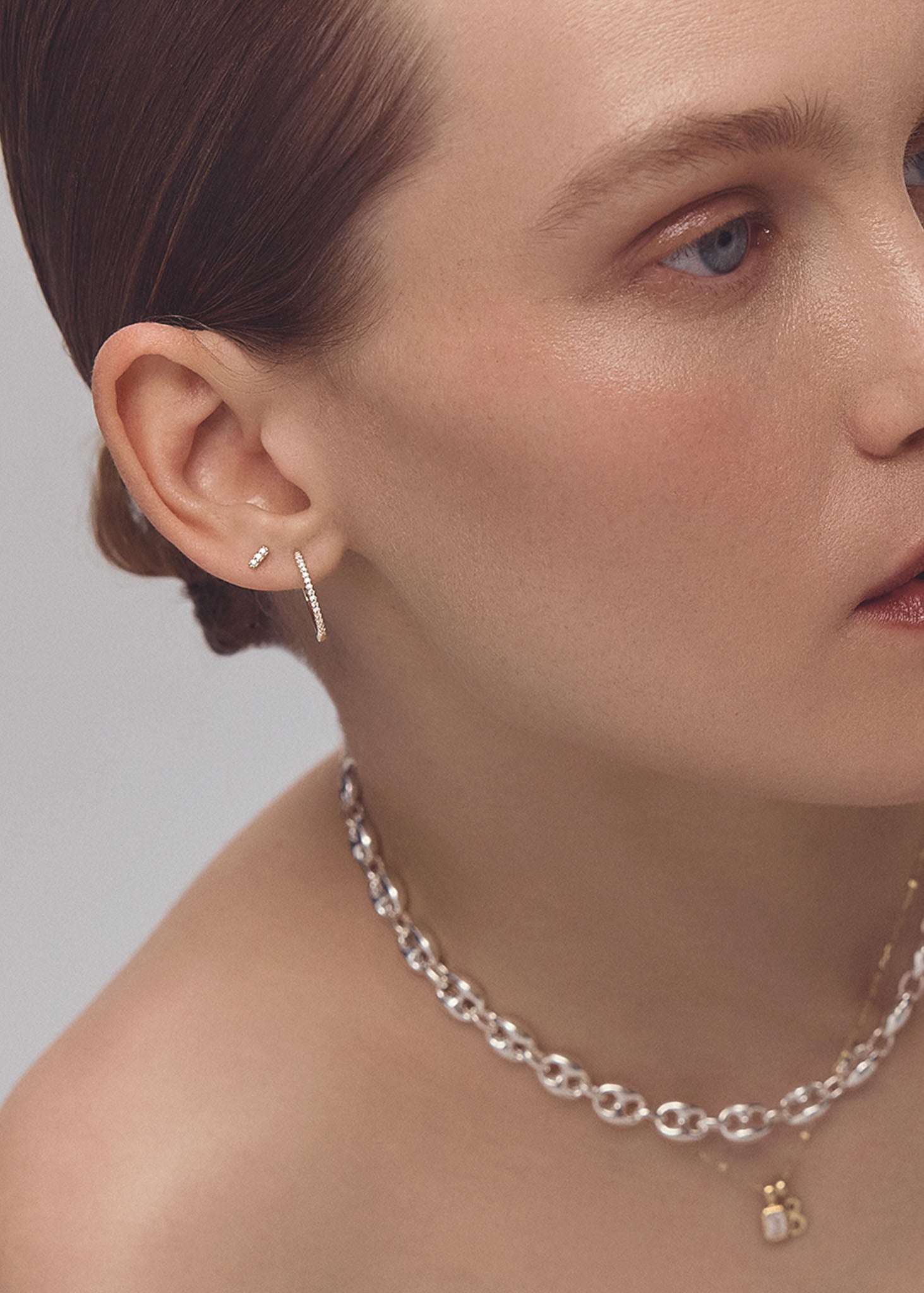 Penelope Bar Stud Earrings Diamond