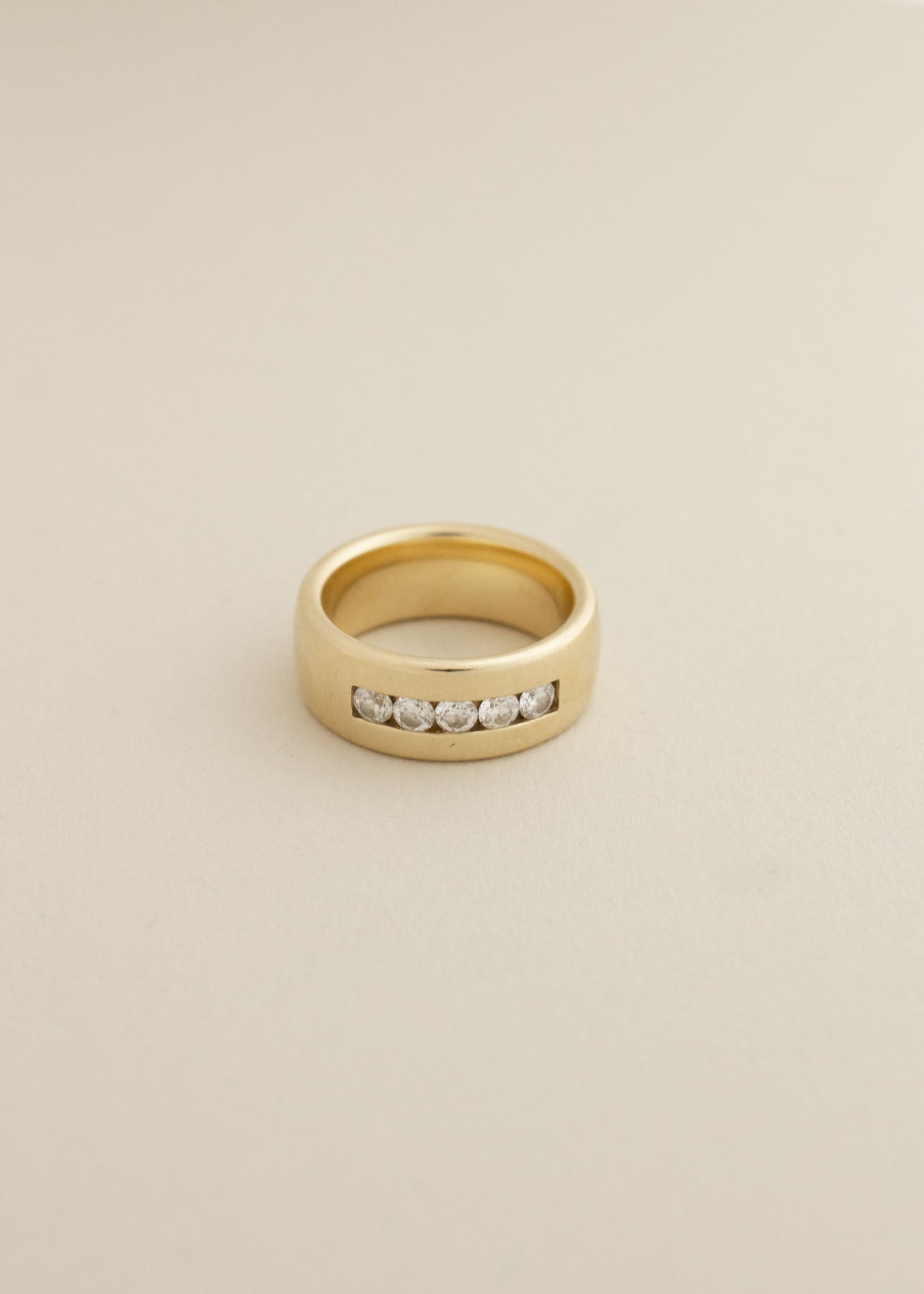 Vintage Channel Set Diamond Cigar Band Ring