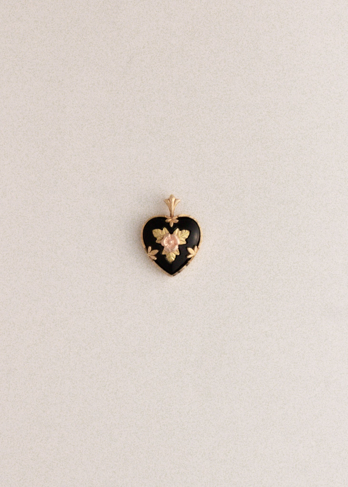 Vintage Enamel Rose Heart Charm