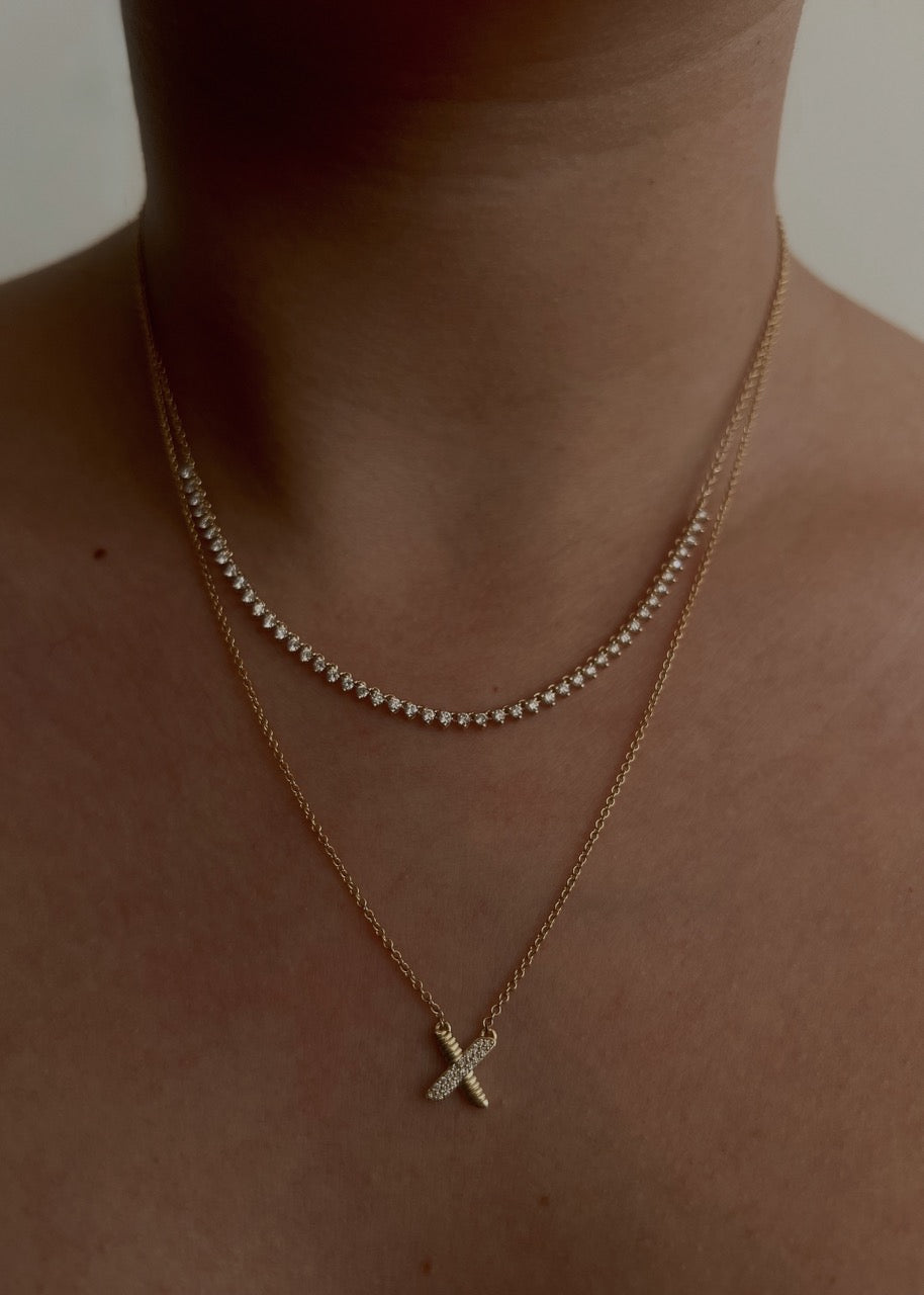 Two Toned Eternal Bond X Diamond Necklace