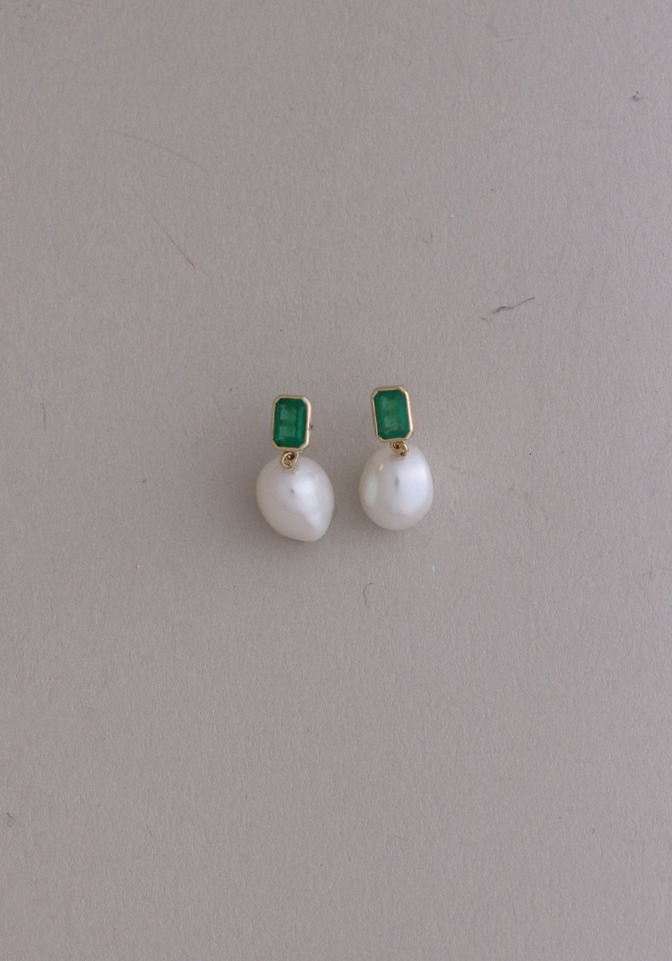 Archive Baroque Pearl Drop Earrings Emerald
