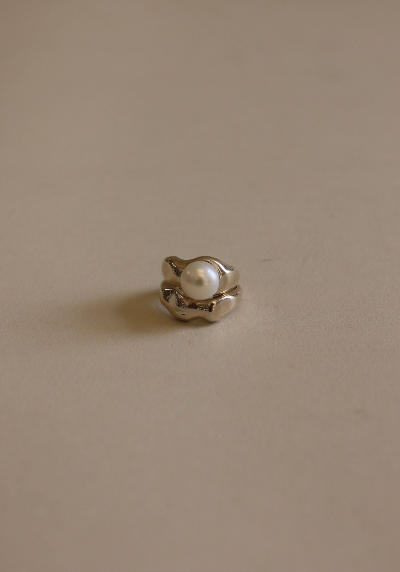 Archive Edith Pearl Ring Stack Silver