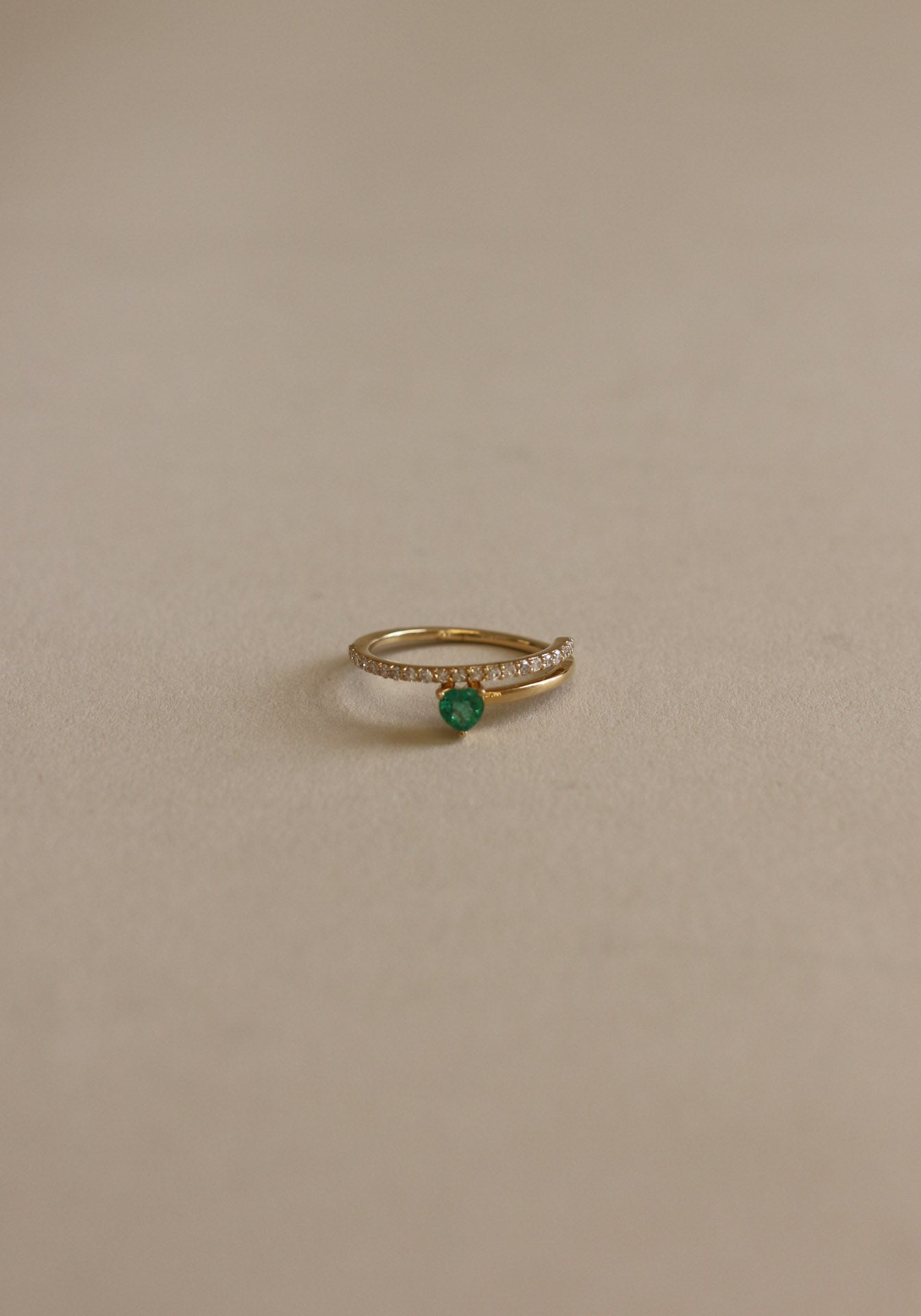 Archive Heart Pave Wrap Ring Emerald