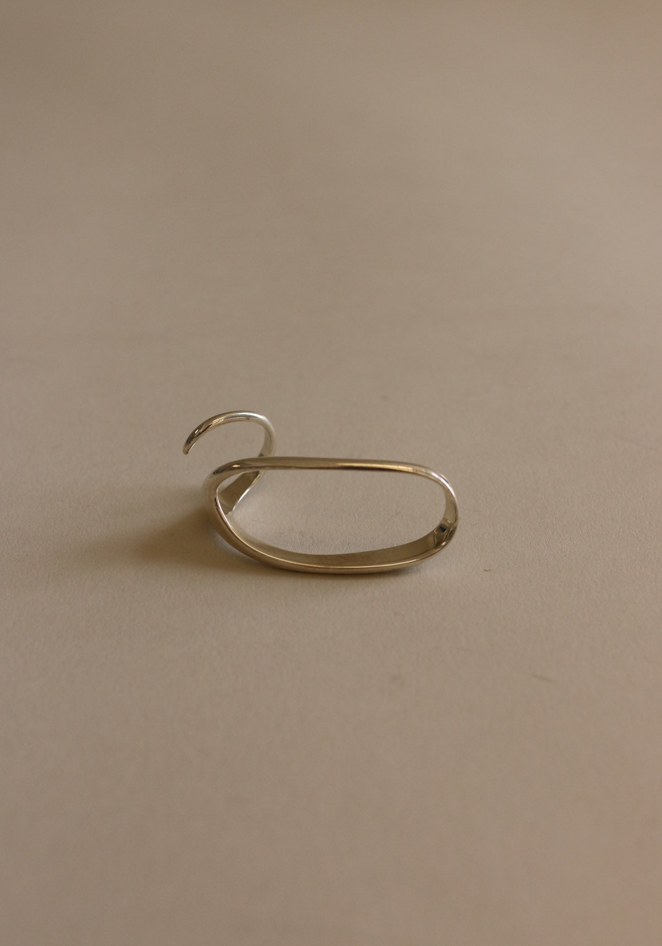 Archive J Ring Silver with Lab Diamonds