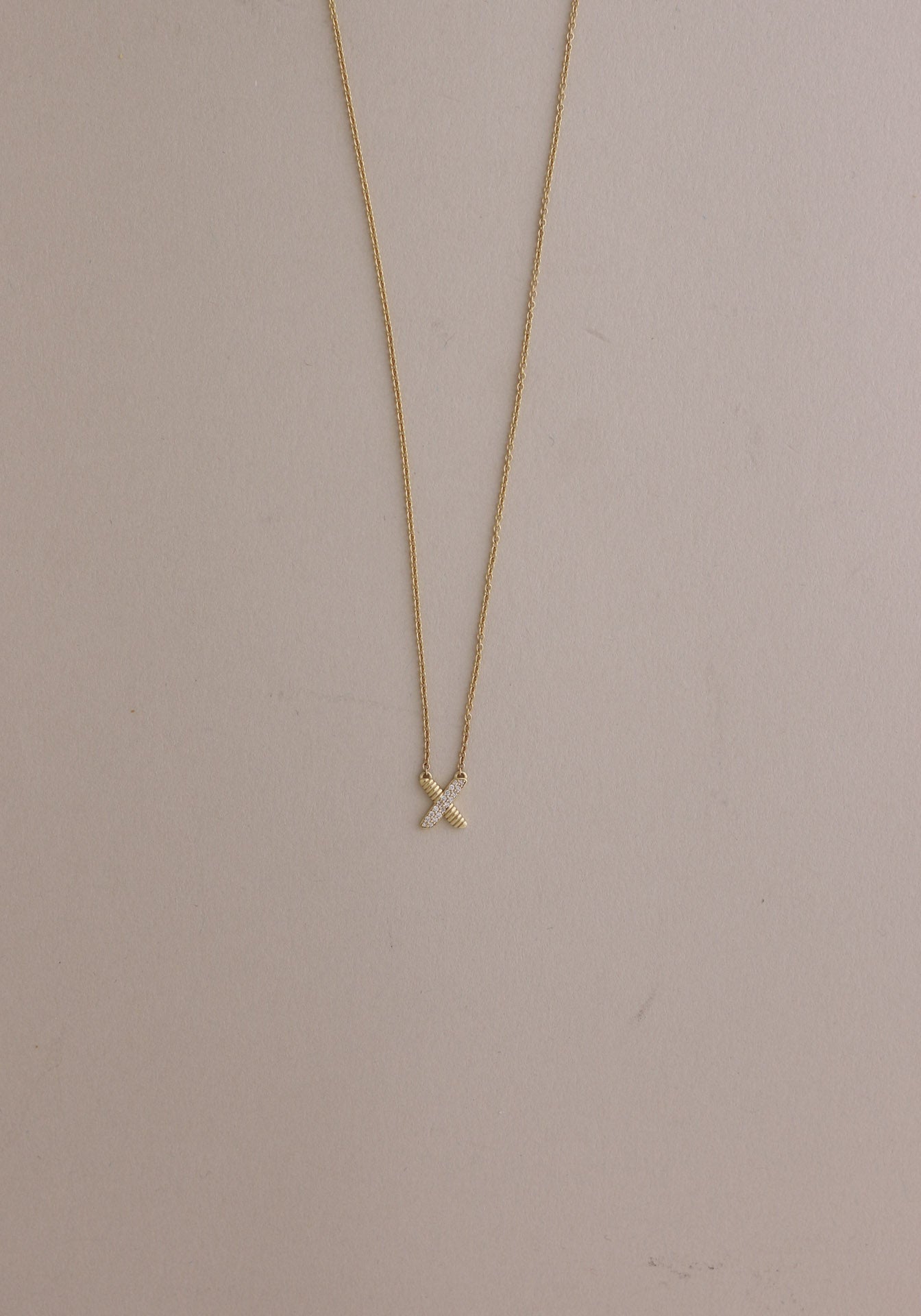 Archive Single Toned Eternal Bond X Necklace Natural Diamond