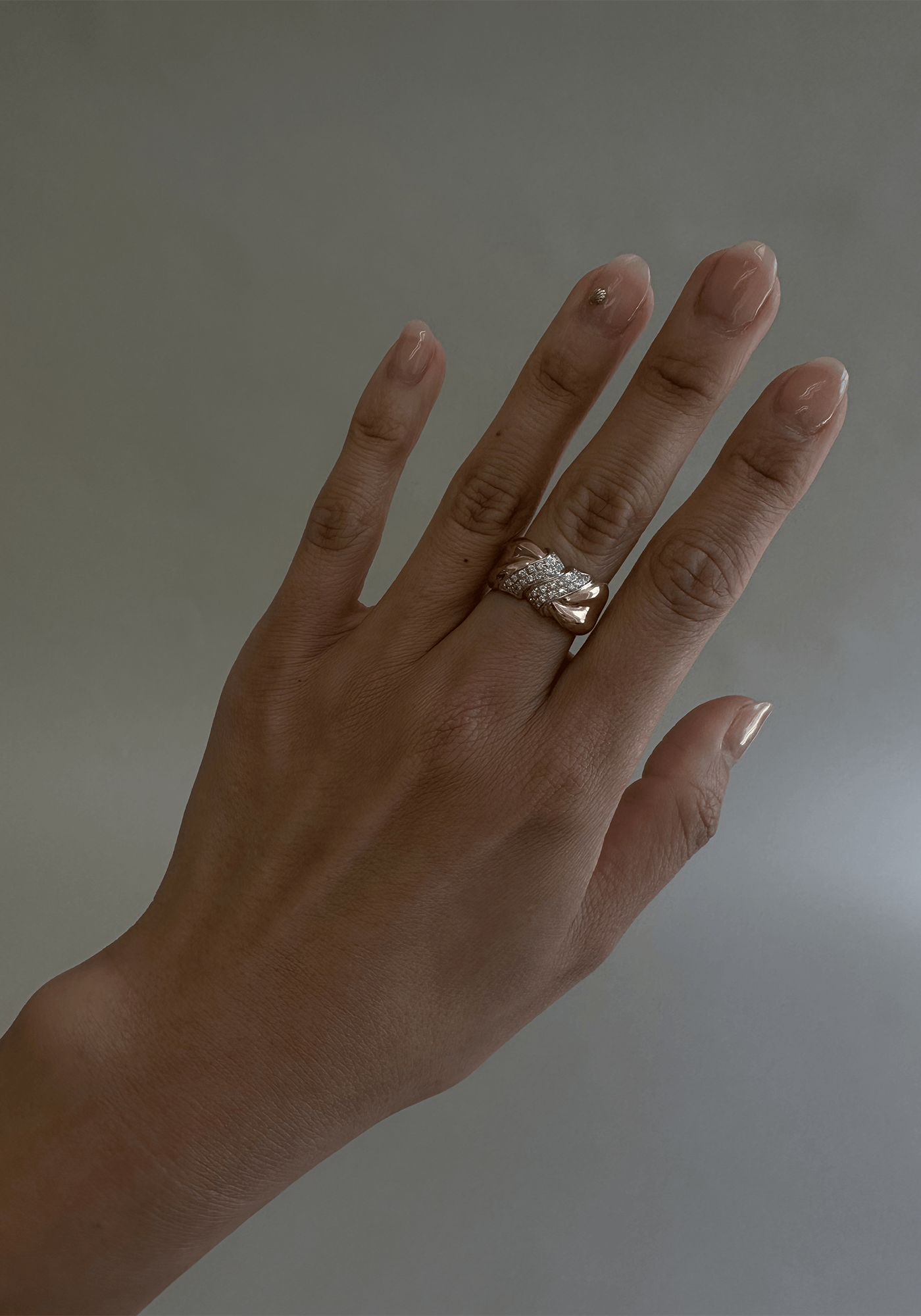 Vintage Pavé Twist 18k Diamond Ring