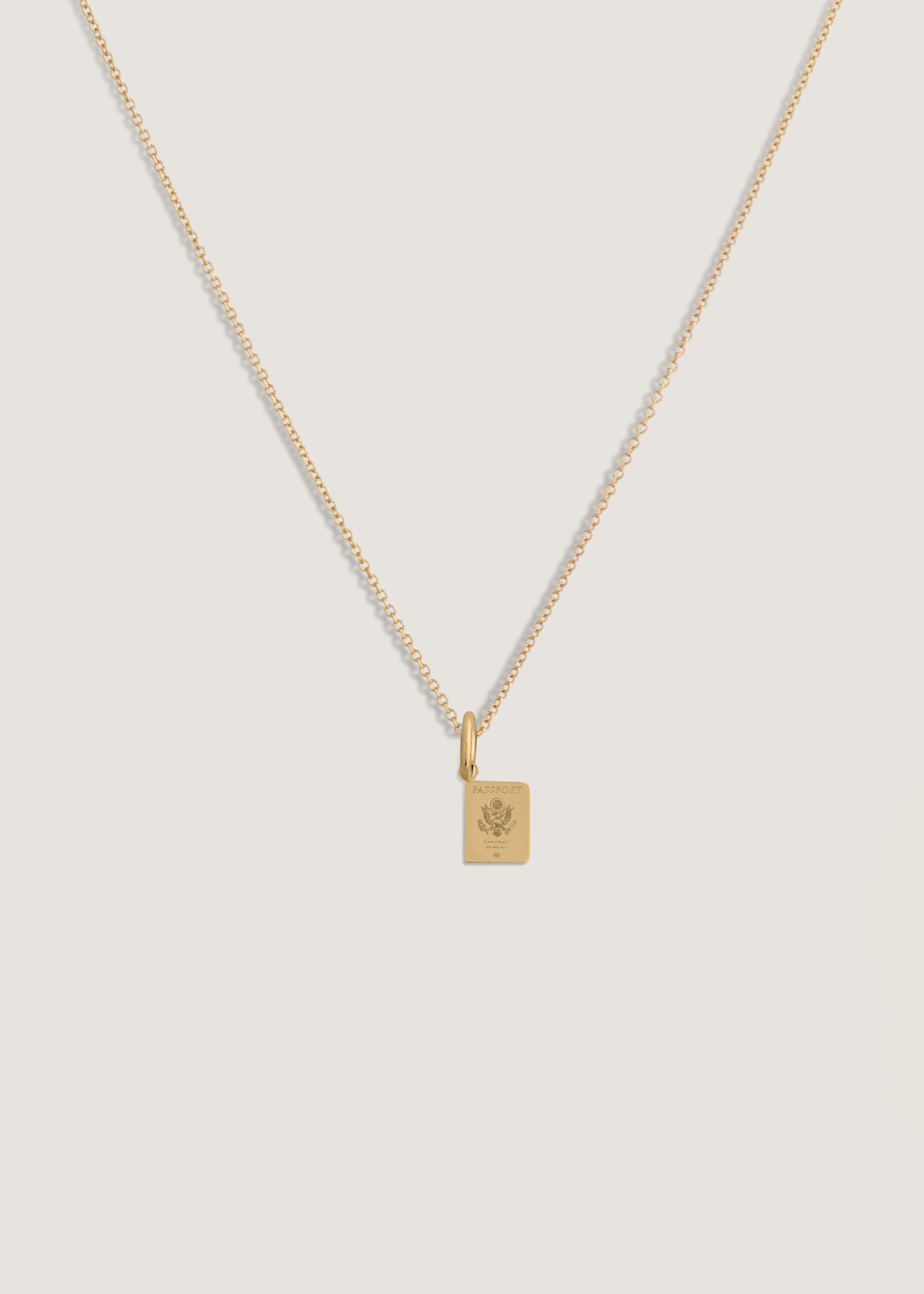 Kinn 14k Gold Heritage Passport Charm Necklace - USA