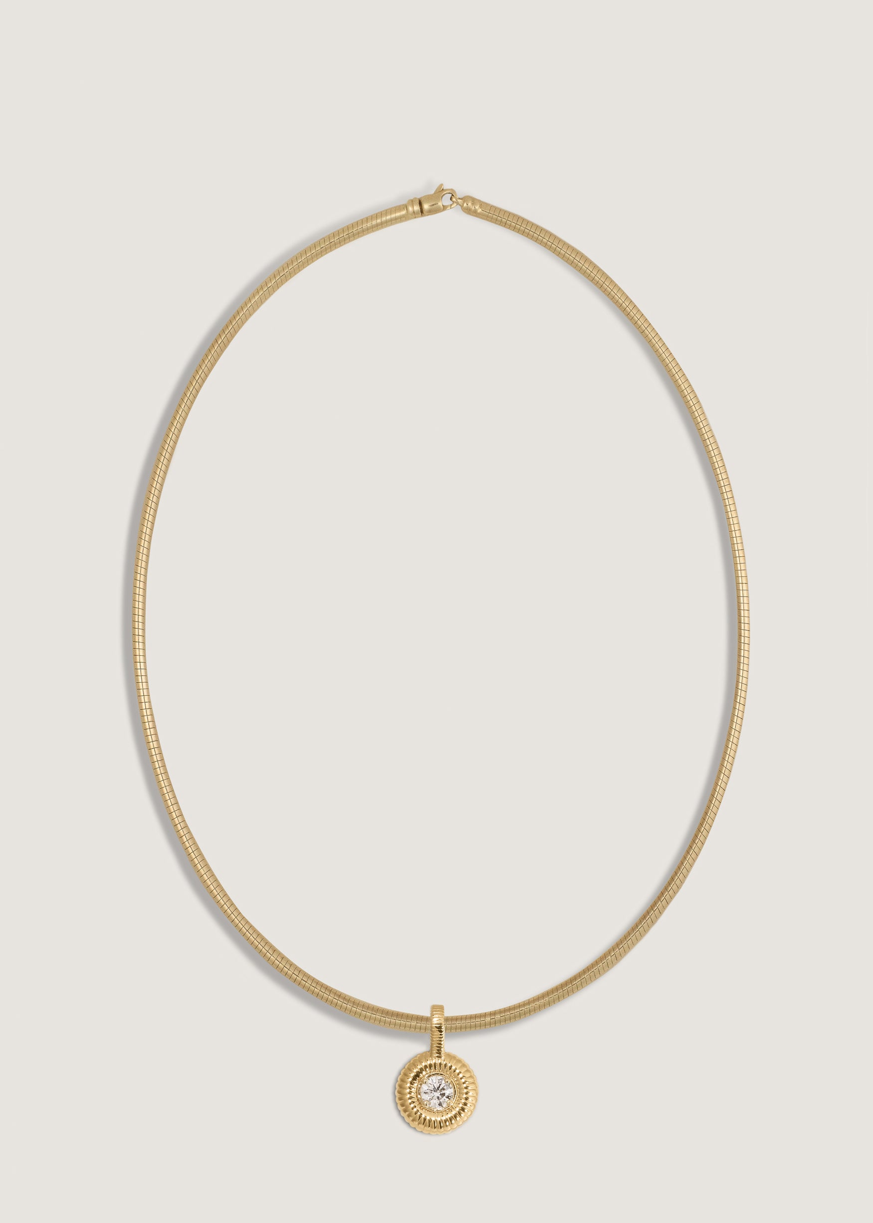 Delphine Ribbed Pendant Diamond Necklace