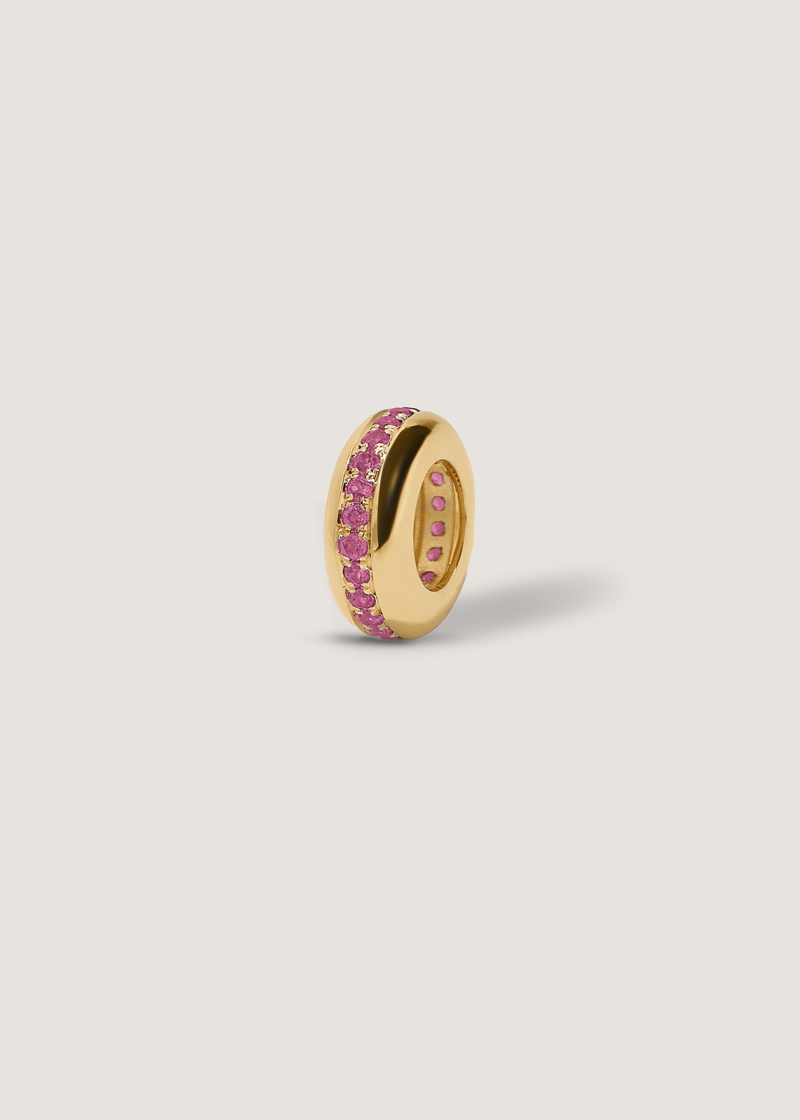 Noelle Pavé Dome Birthstone Charm Pink Tourmaline (Rhodolite)
