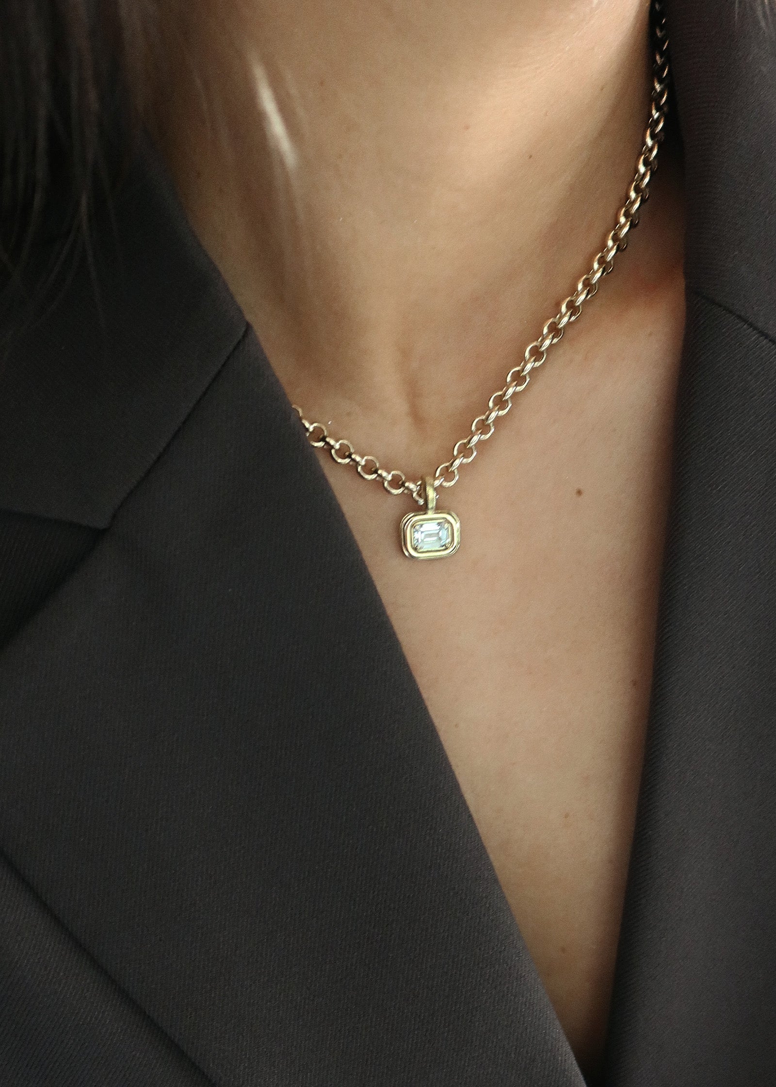 Margot Pendant Emerald Cut Diamond Necklace