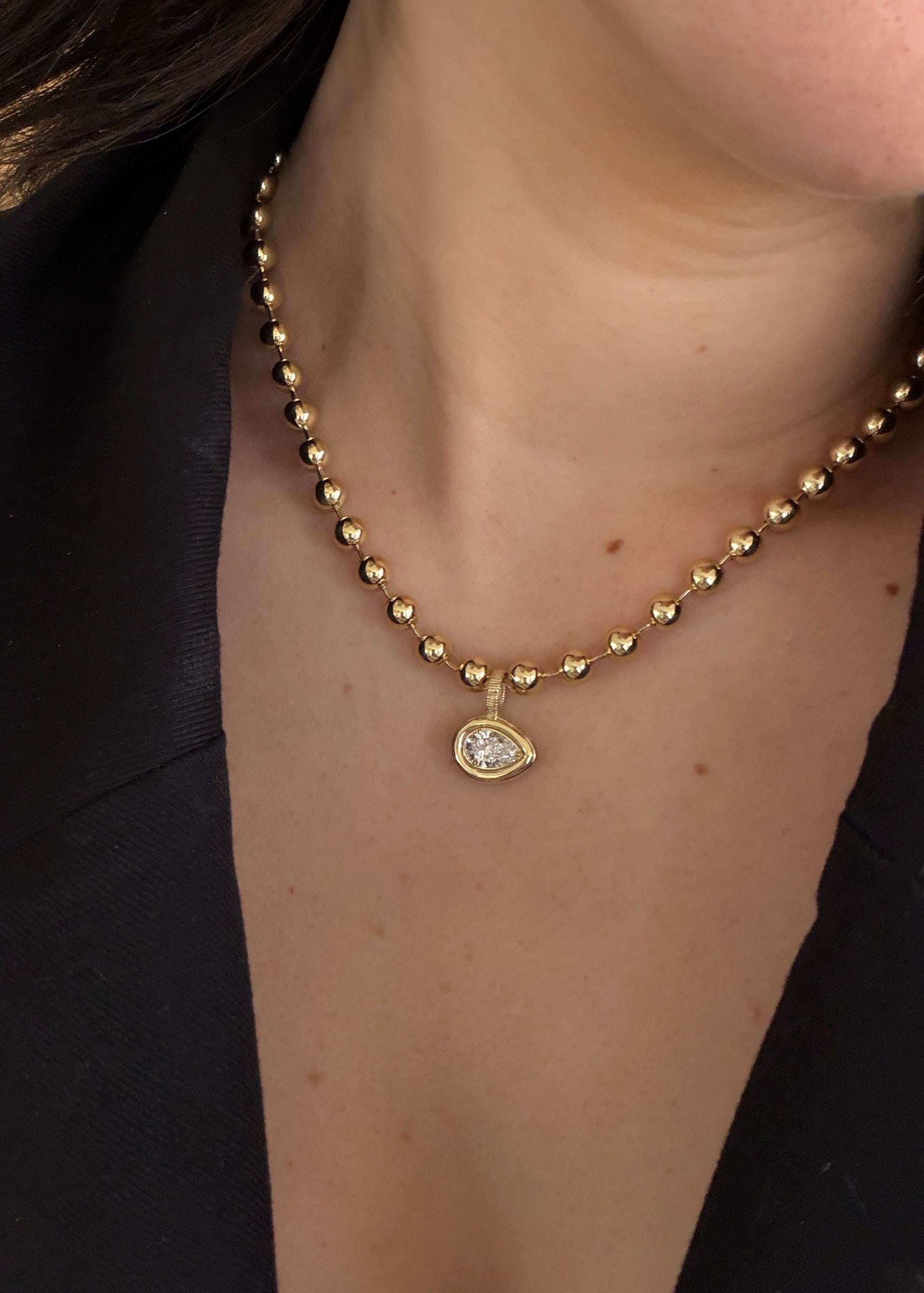 Colette Pear Shaped Diamond Pendant Necklace | Kinn Studio