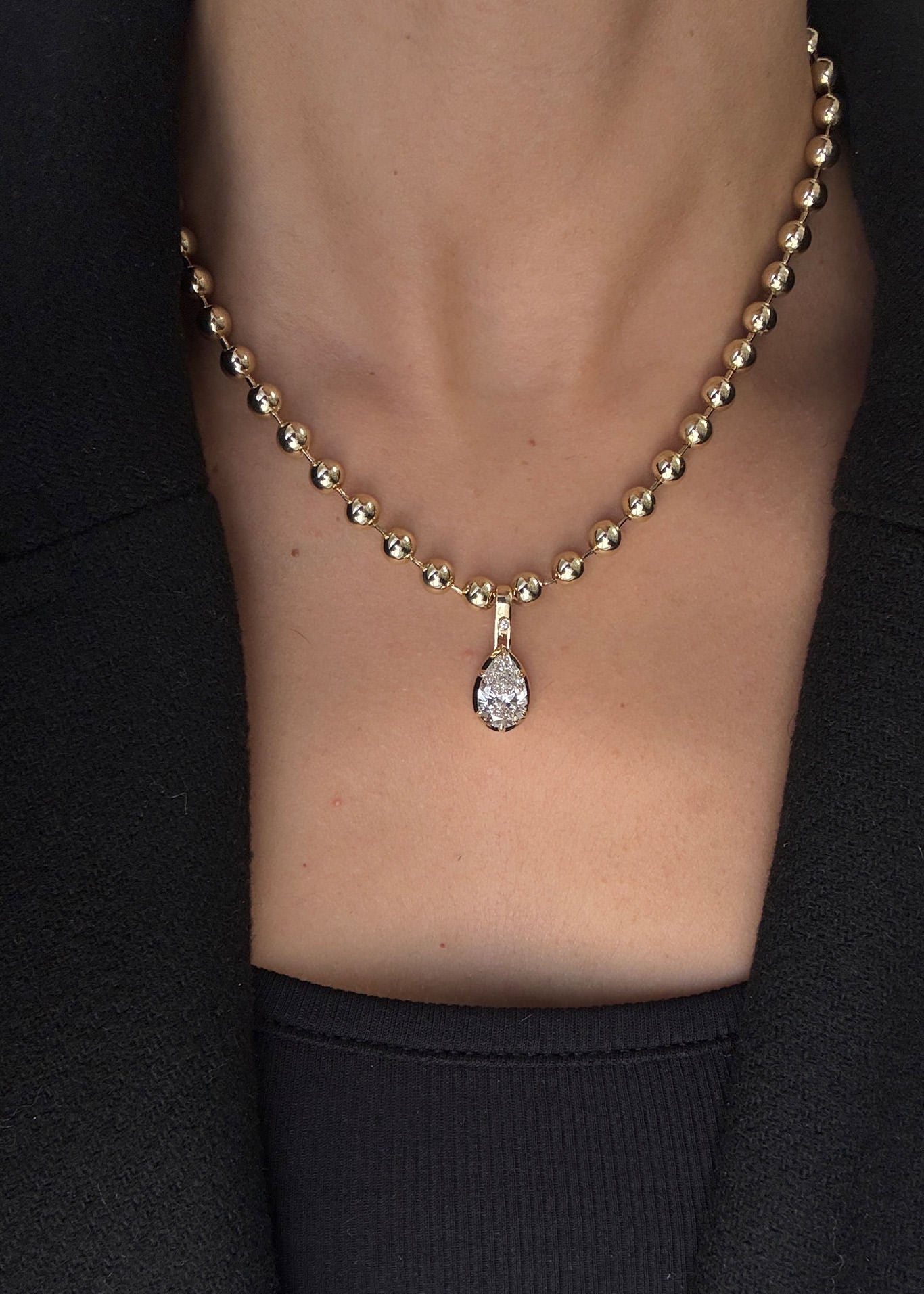 てるきんさん　pitch odd mansion ネックレス Madeleine Pear Diamond Necklace 14k Gold | Kinn Studio