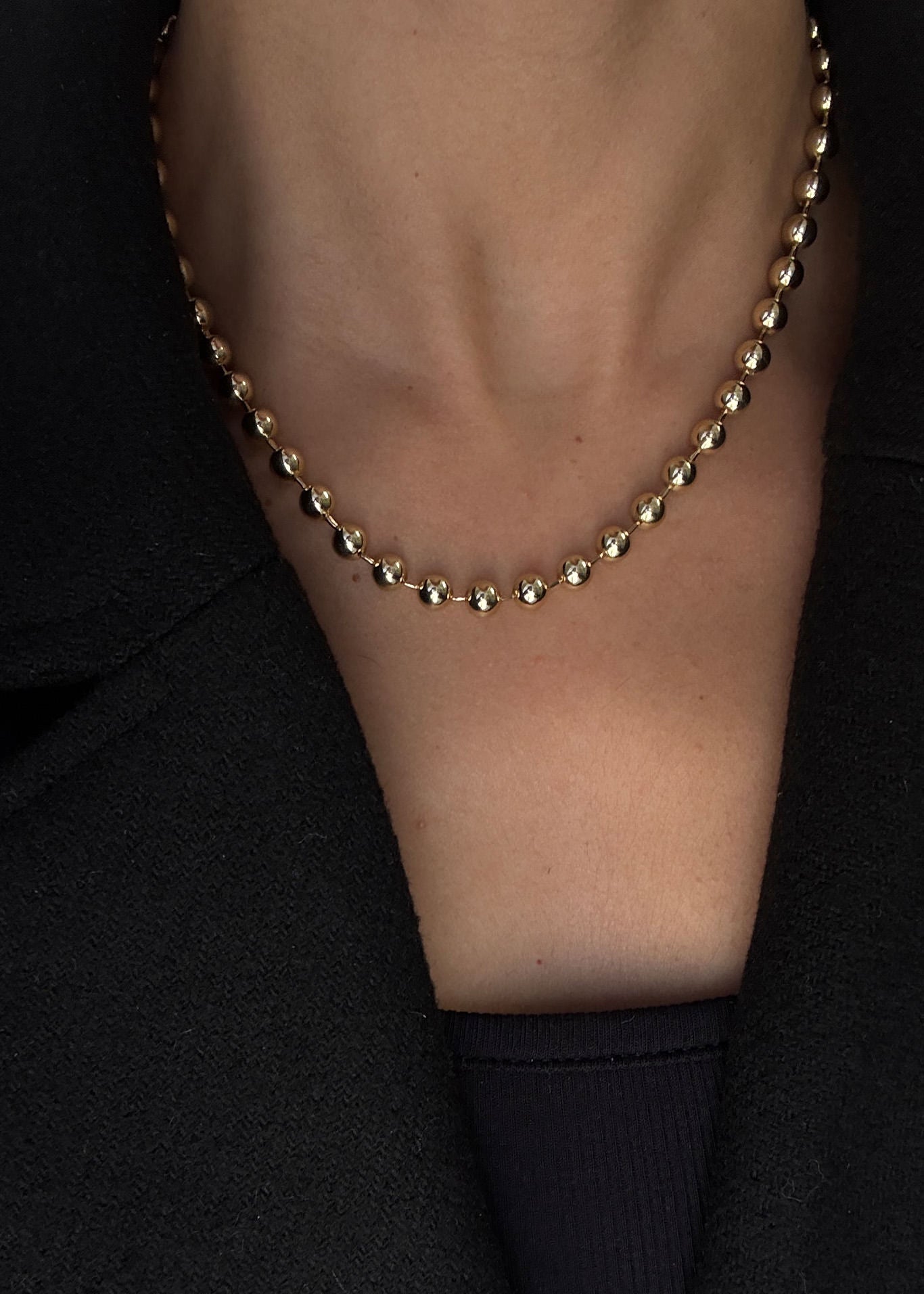 Gia 14k Gold Ball Chain Necklace Bold | Kinn Studio