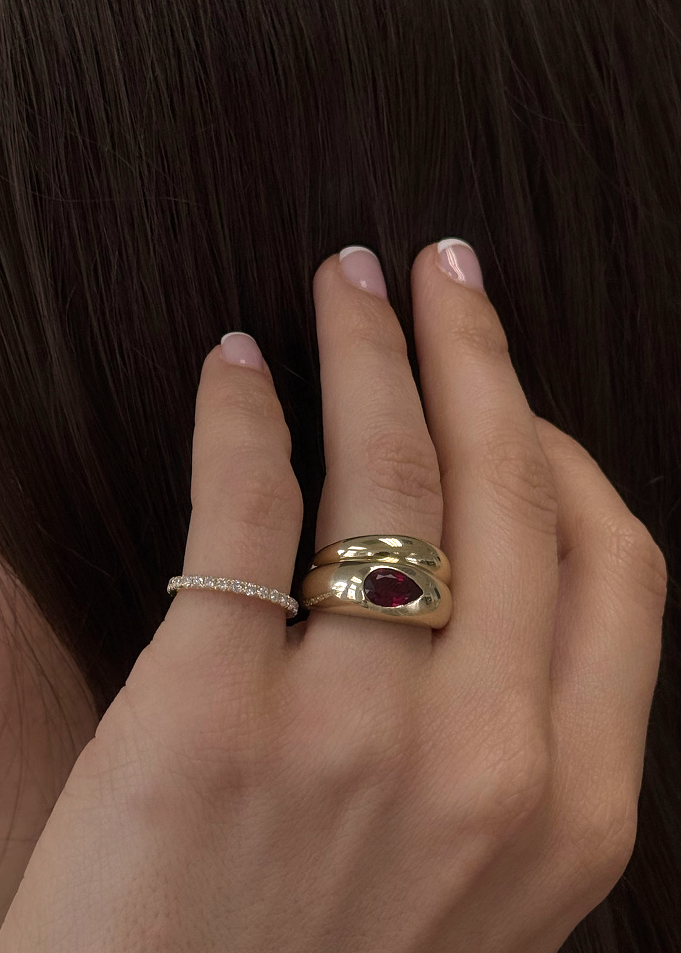 Carmen Dome Ring Pear Ruby