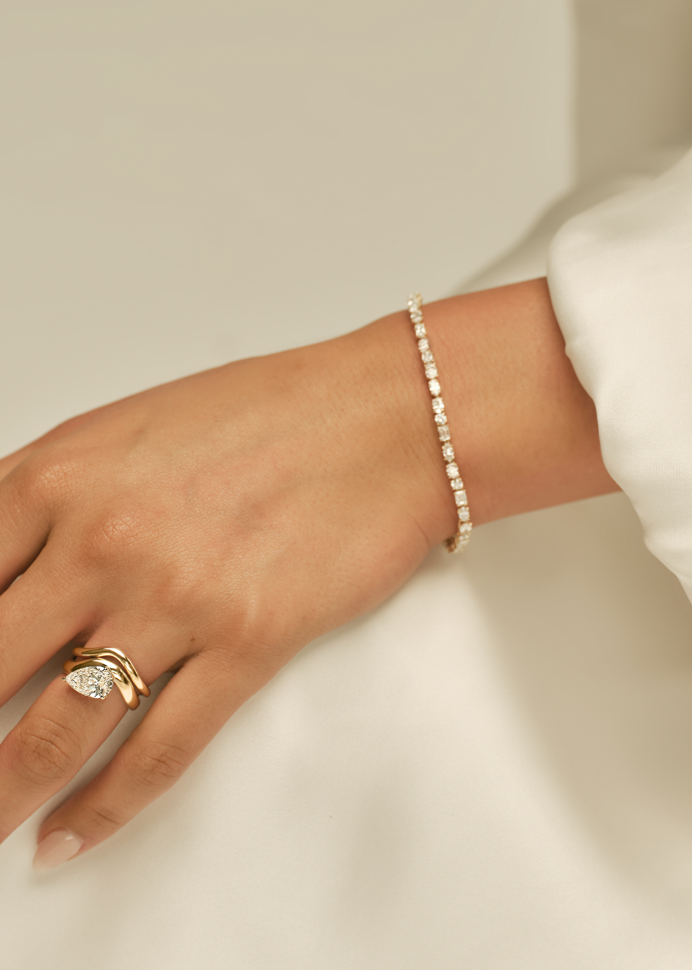 Esme Fancy Shape Tennis Bracelet 4ctw Yellow Gold