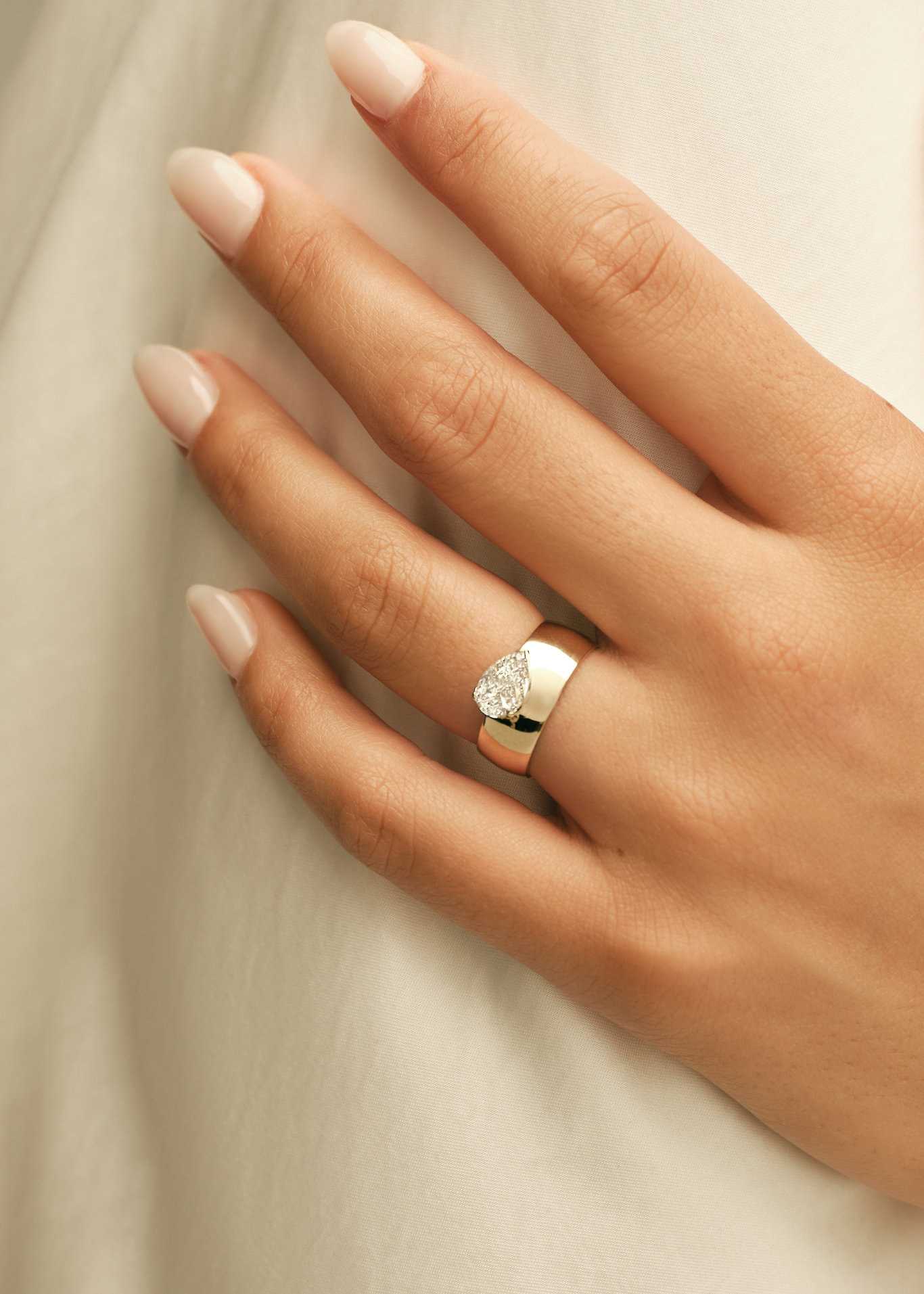 Porter Cigar Band Ring Pear Diamond