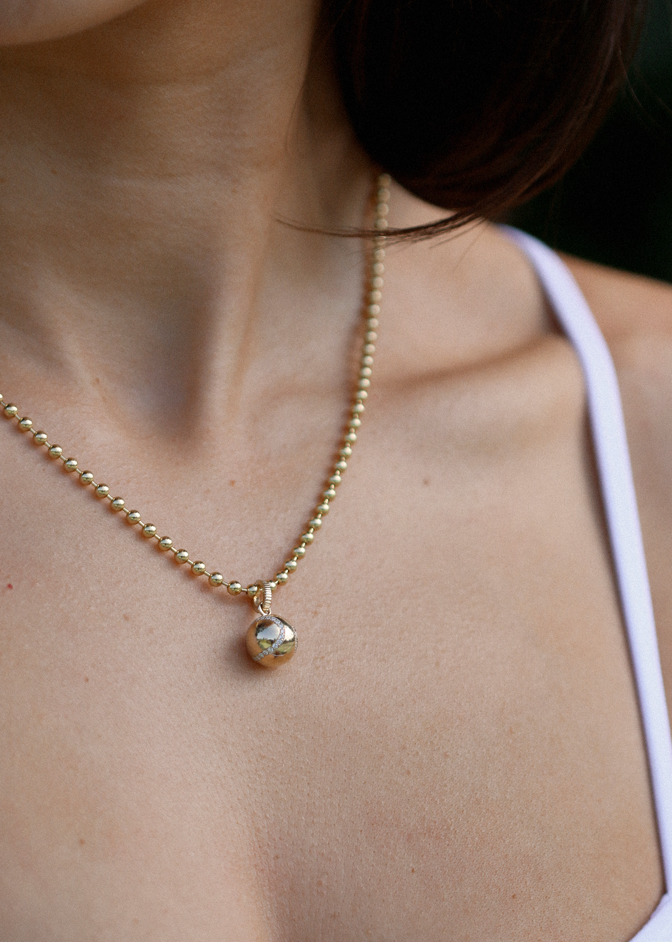 Wimbledon Tennis Ball Pendant Diamond Necklace
