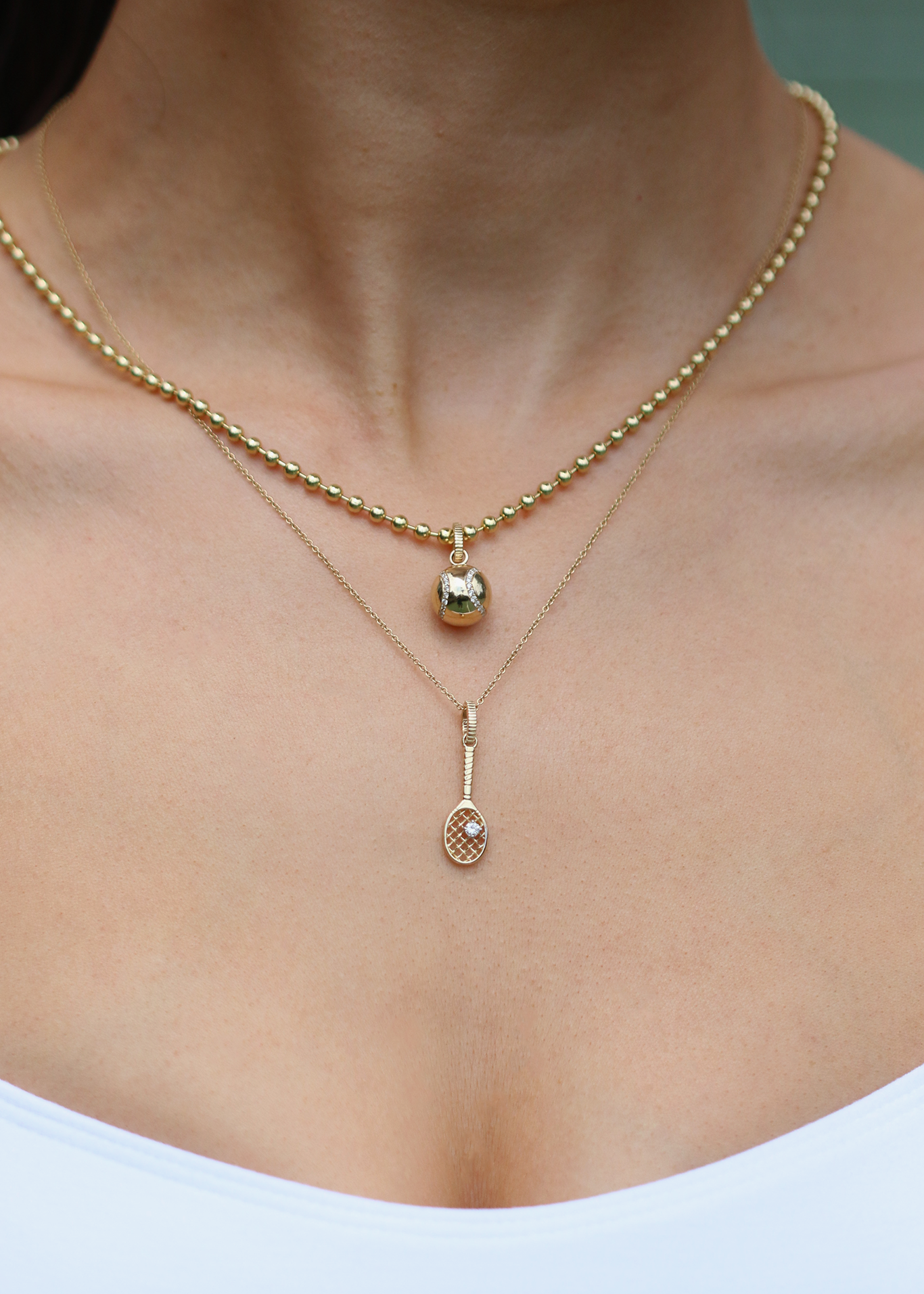 Gold Tennis Racquet Pendant Kinn Studio