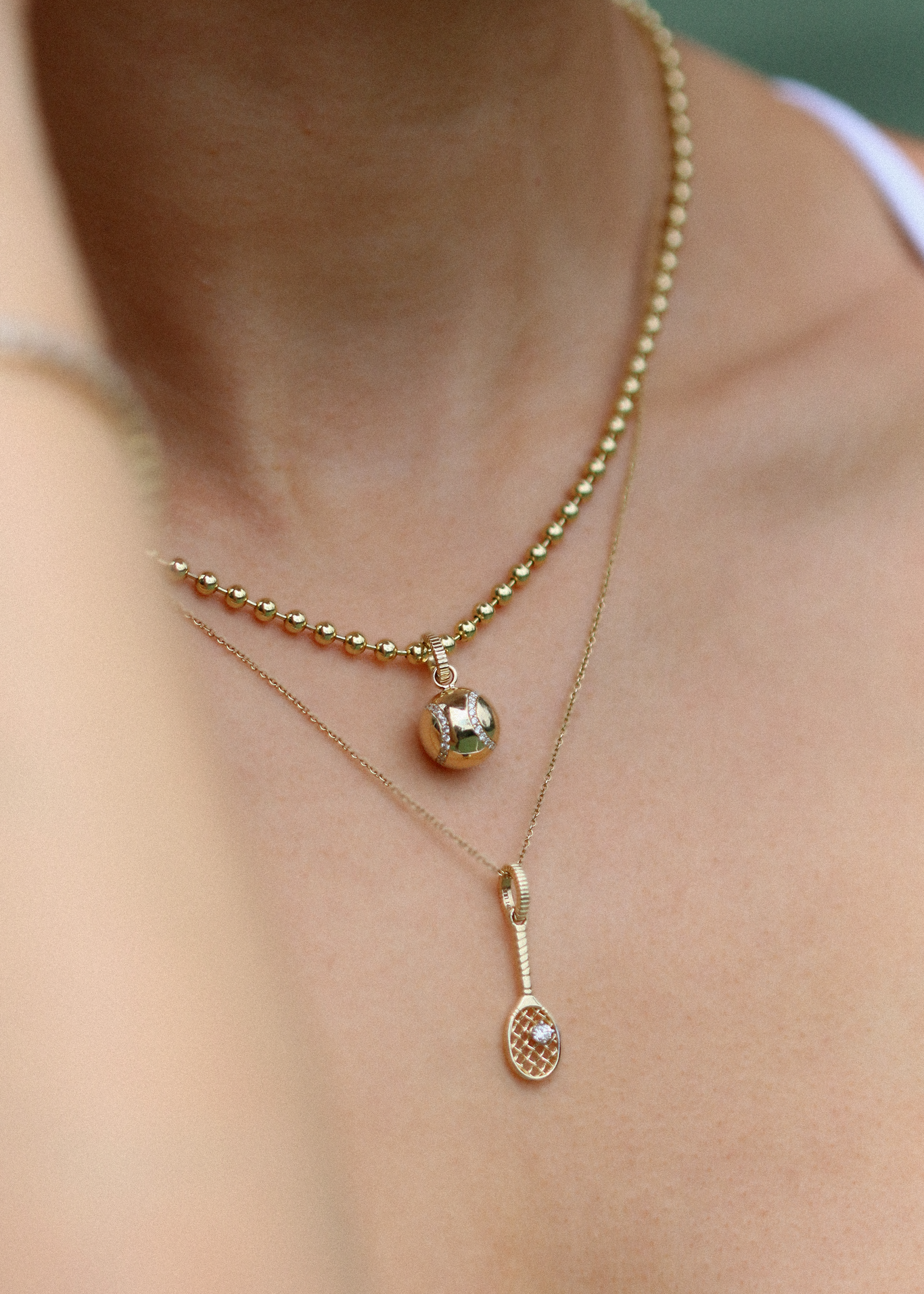 Wimbledon Racquet Pendant Diamond Necklace