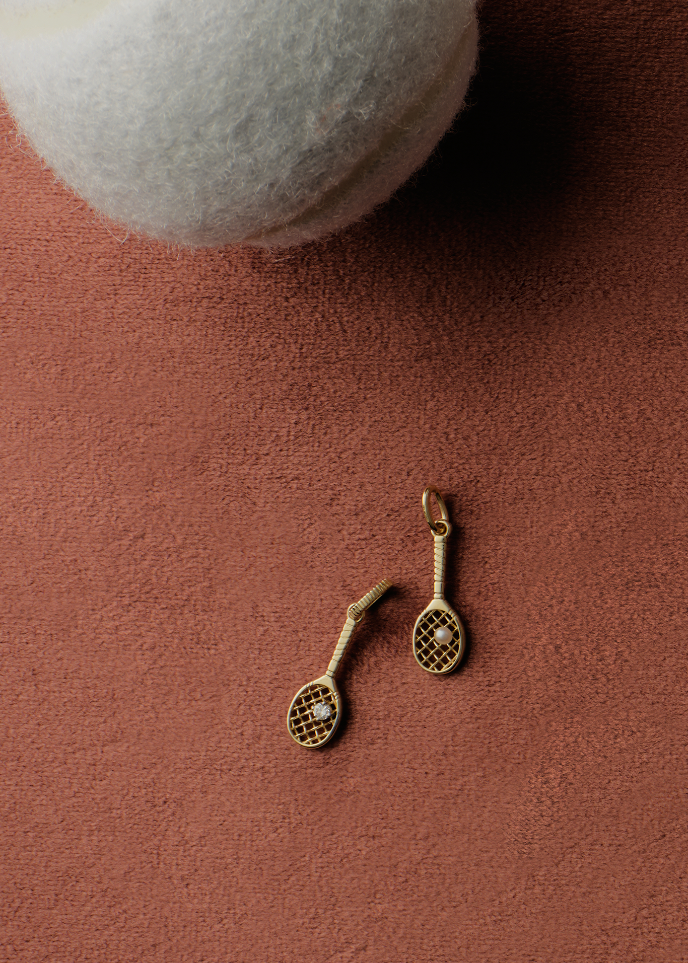 Kinn x Sunset Tennis Club Ball And Racquet Charm Pearl