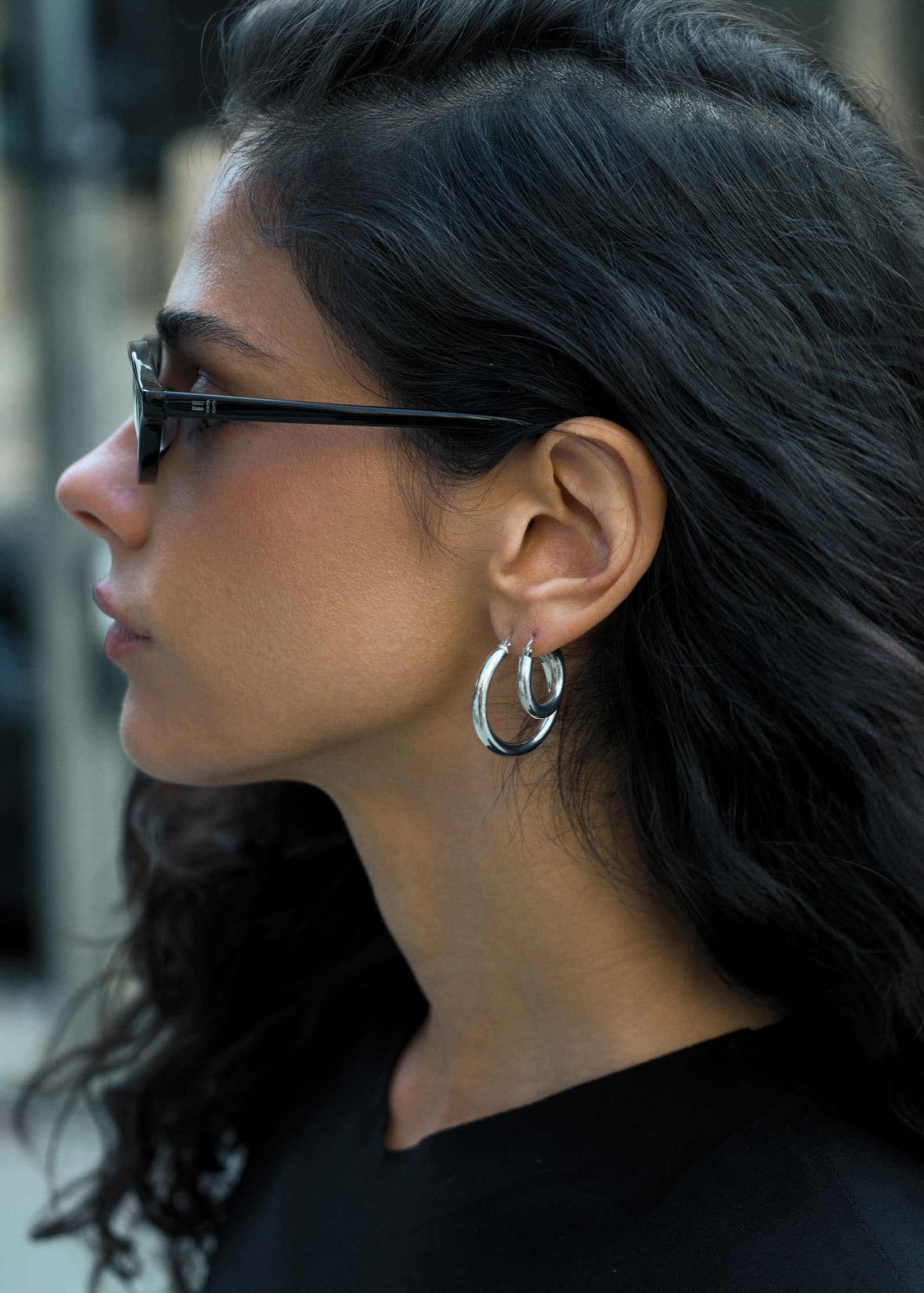Classic Hoop Earrings Medium Silver