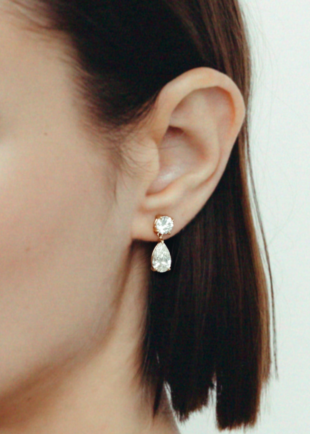 Frankie Round & Pear 4ctw Diamond Earrings