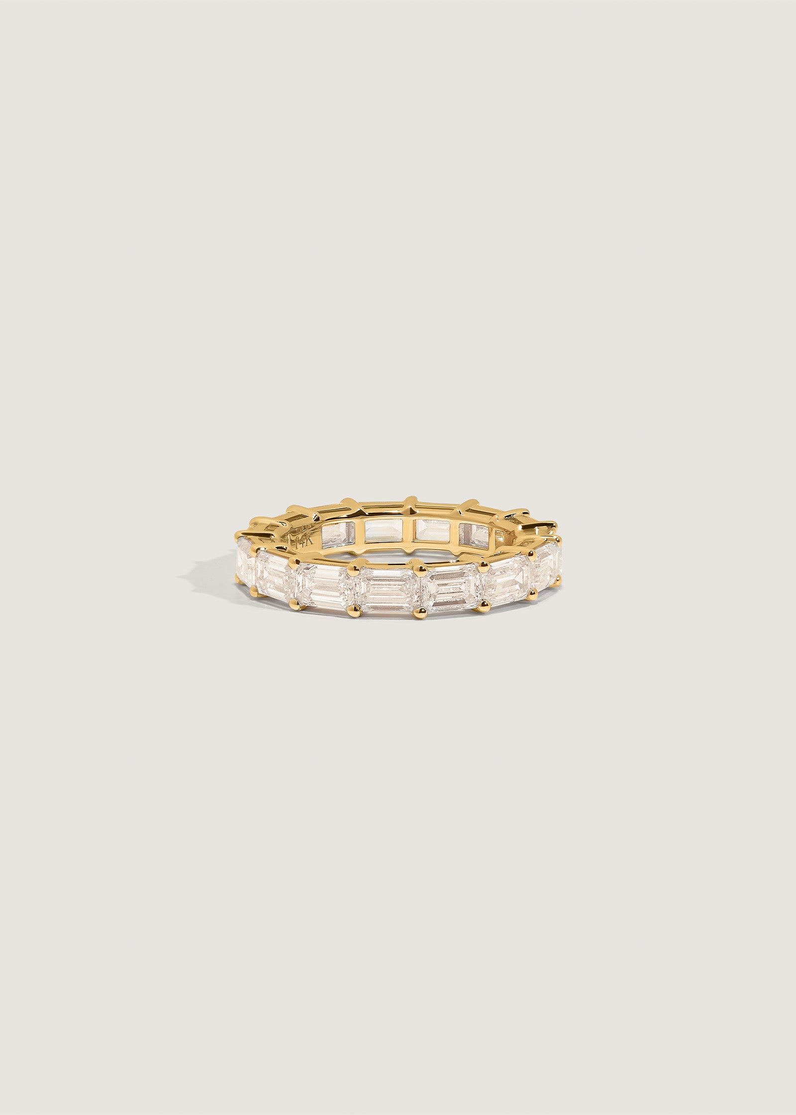 Jackie Emerald Cut Diamond Eternity Band Ring Yellow Gold