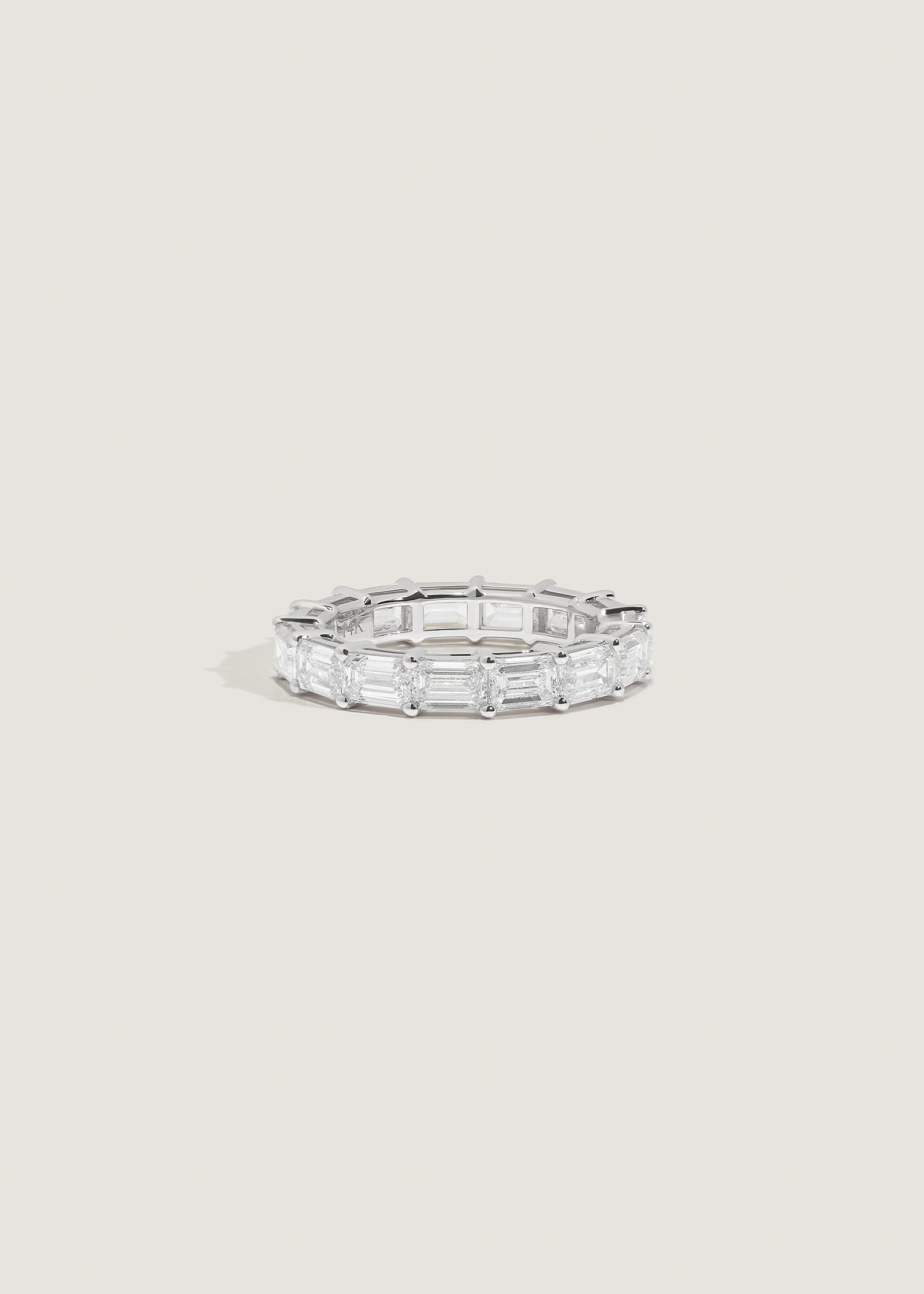 Jackie Emerald Cut Diamond Eternity Band Ring White Gold