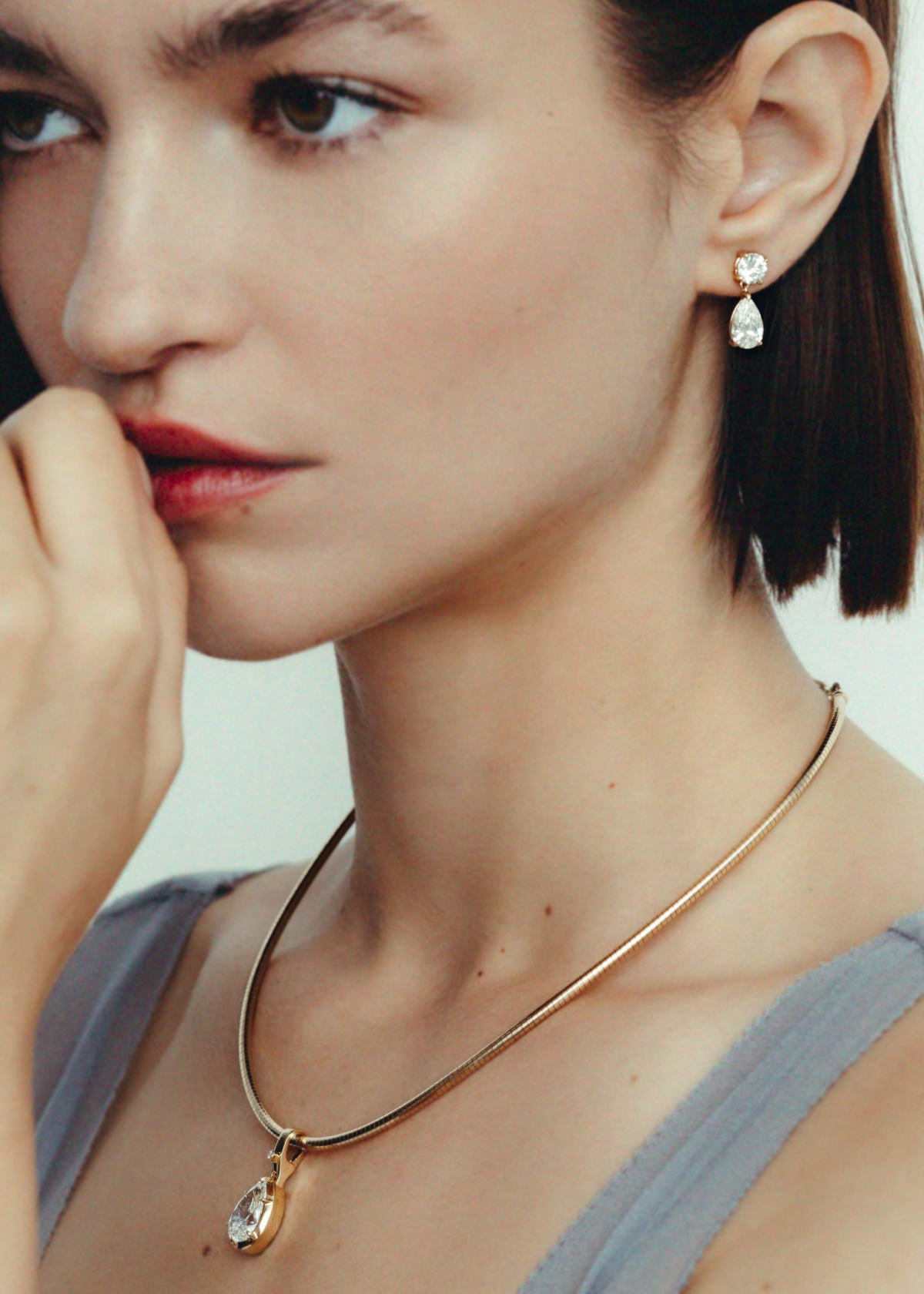 Madeleine Pear Diamond Necklace 14k Gold | Kinn Studio