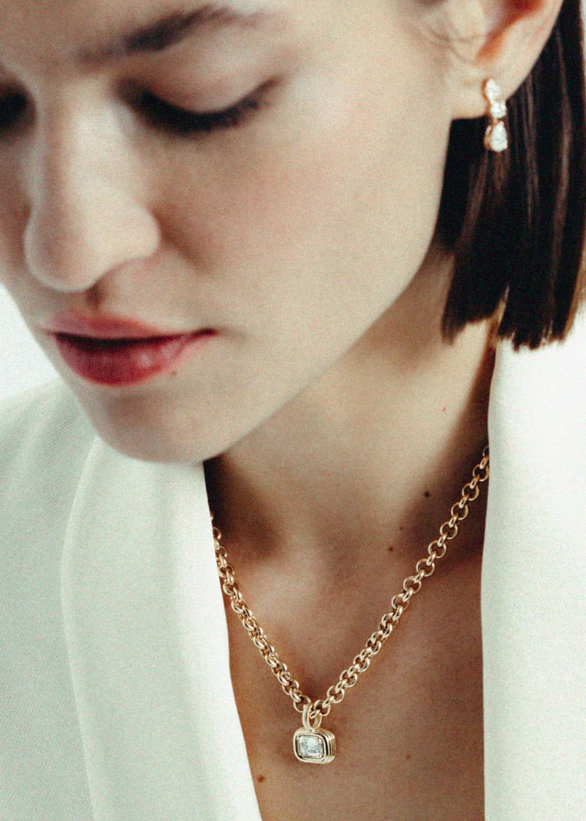 Margot Pendant Emerald Cut Diamond Necklace