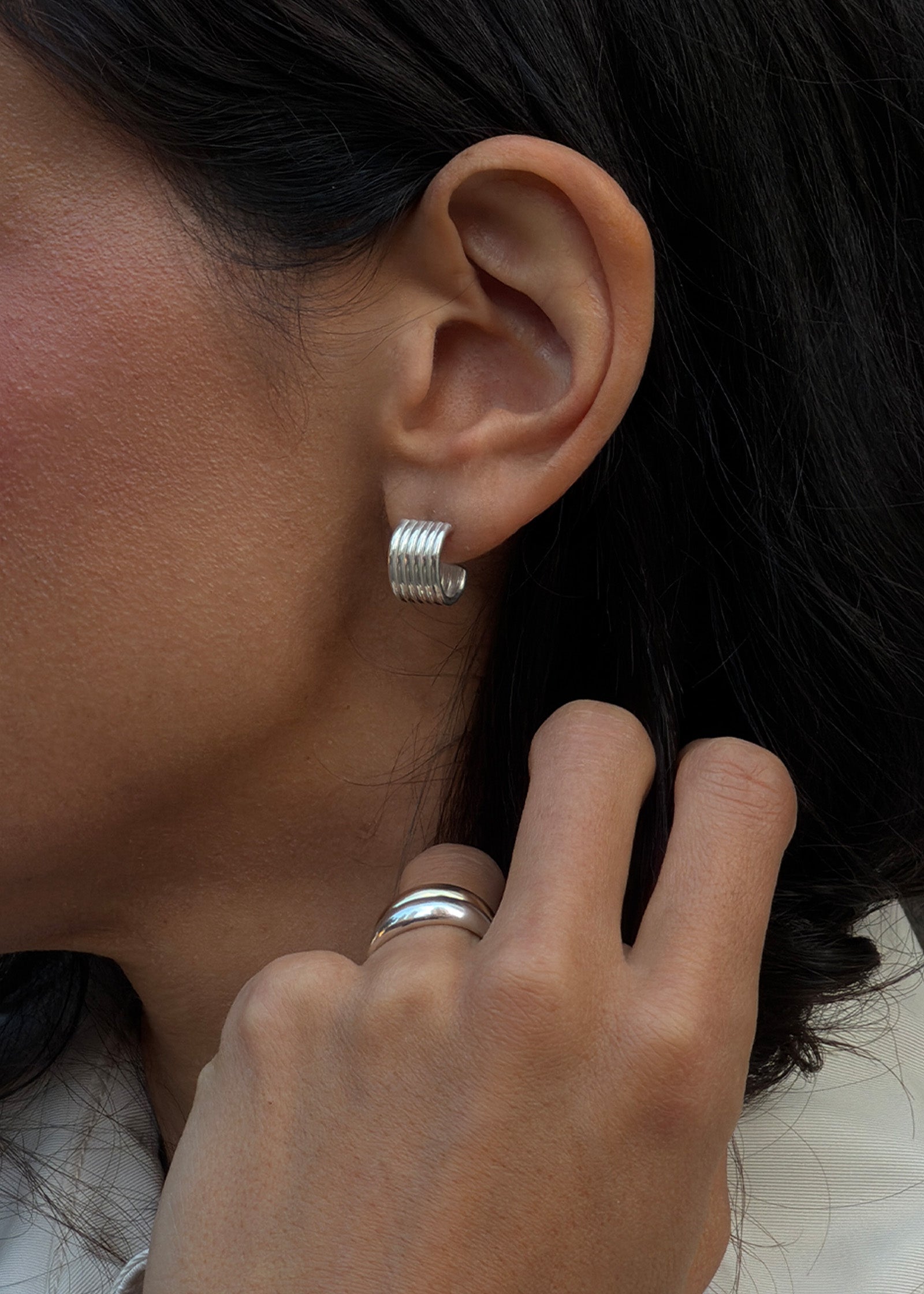 925 Sterling Silver Mercer Cuff Hoop Earrings | Kinn Studio