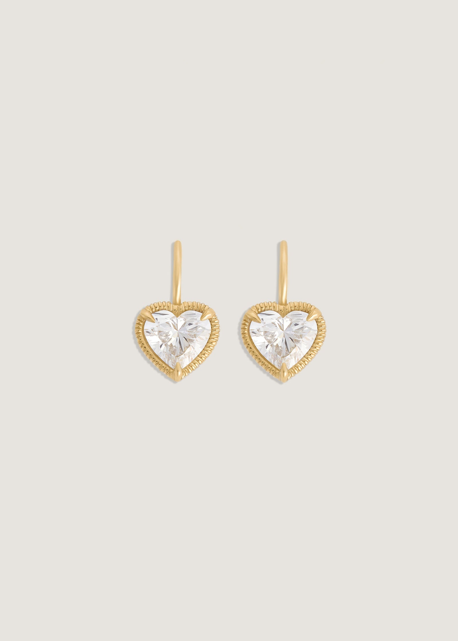 Solis Ribbed Heart Diamond Earrings