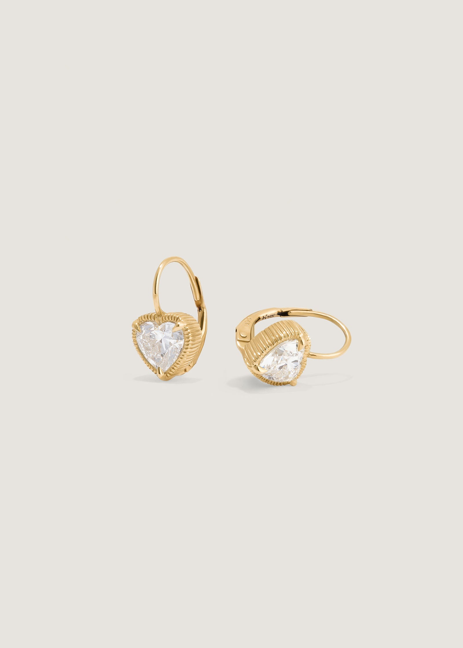 Solis Ribbed Heart Diamond Earrings 14k Gold | Kinn Studio
